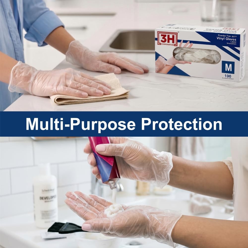 Vinyl Disposable Gloves, Latex Free, Powder Free, Food Safe For Meal Prep