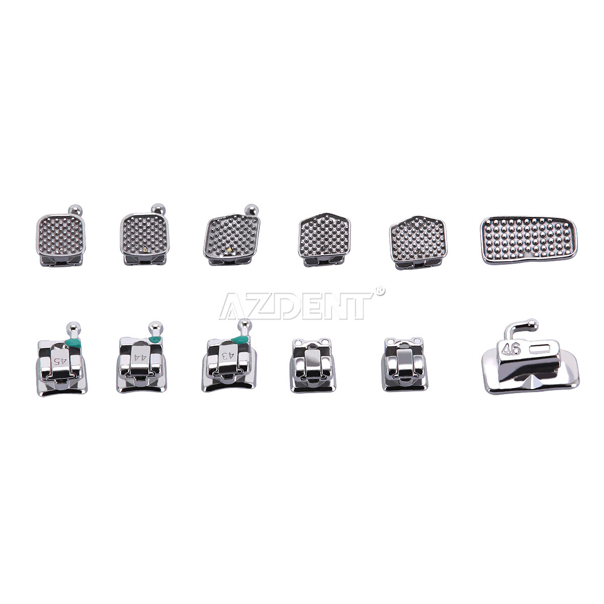 AZDENT Dental Orthodontic Self-Ligating Bracket Roth 022 Hooks 345 & Buccal Tube