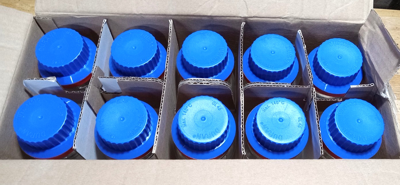 (10) NEW DURAN DWK 250ml Laboratory Bottle Plastic Coated