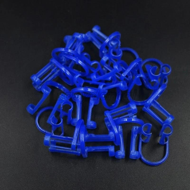 10-100Pcs Cotton Roll Holder Disposable Clips Plastic Blue For Dental Lab Clinic