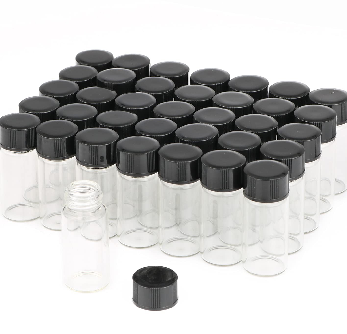 50 Pack,5ml (1/6 oz) Clear Glass Liquid Sample Vial with Screw Caps,Empty Ref…