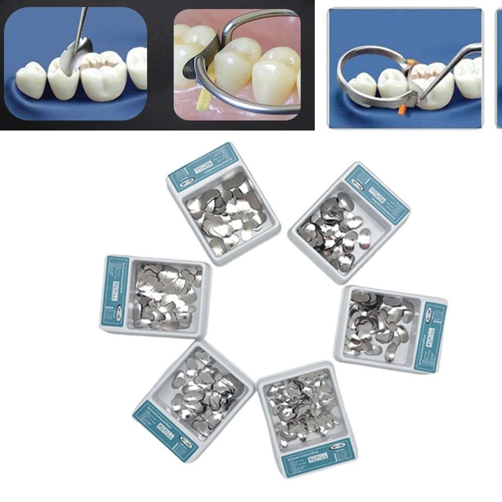 100 Pcs Dental Sectional Contoured Metal Matrices Refill Matrix Band 35um TOR VM