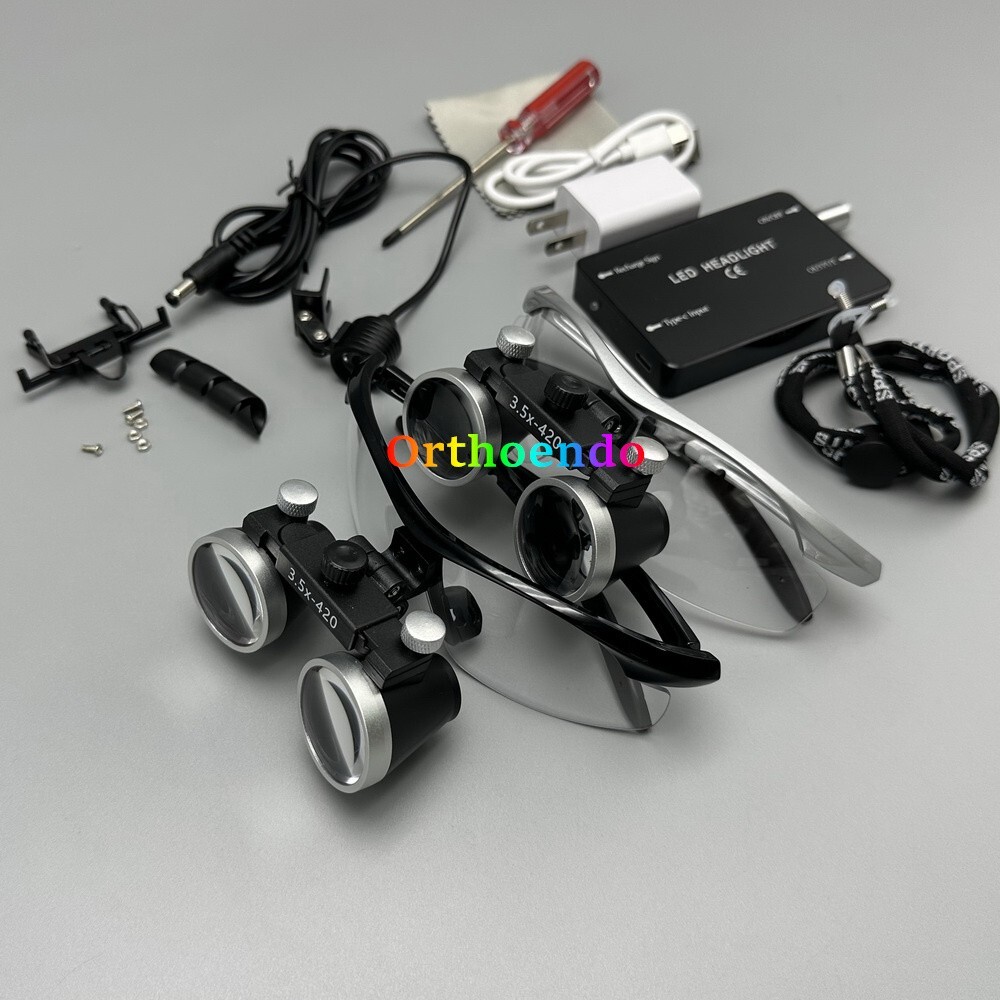 3.5X Dental Surgical LED Loupe Headlight Medical Binoculars Magnifier US/EU Plug