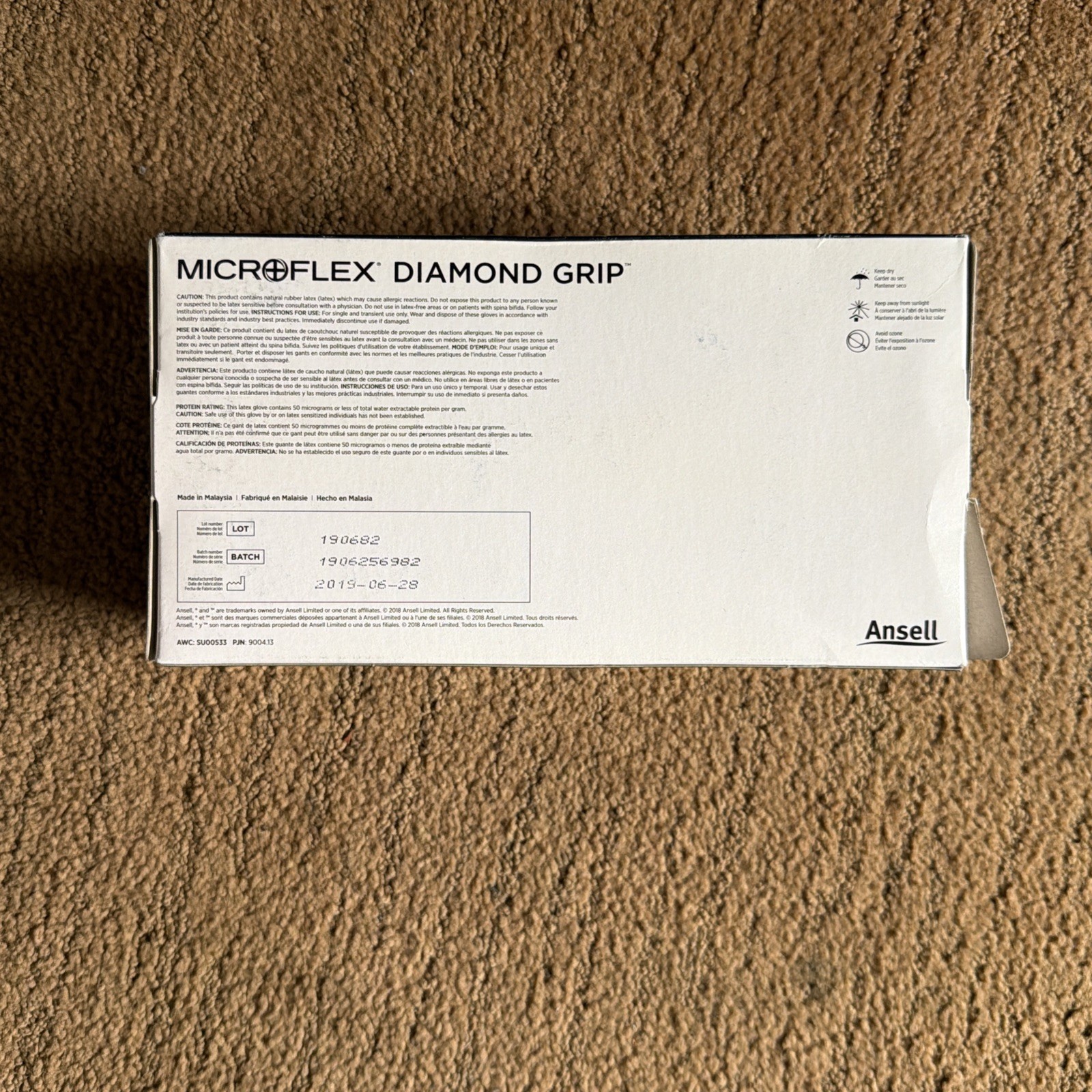 MicroFlex Diamond Grip Latex Examination Gloves Size Extra Small 100 Gloves Box