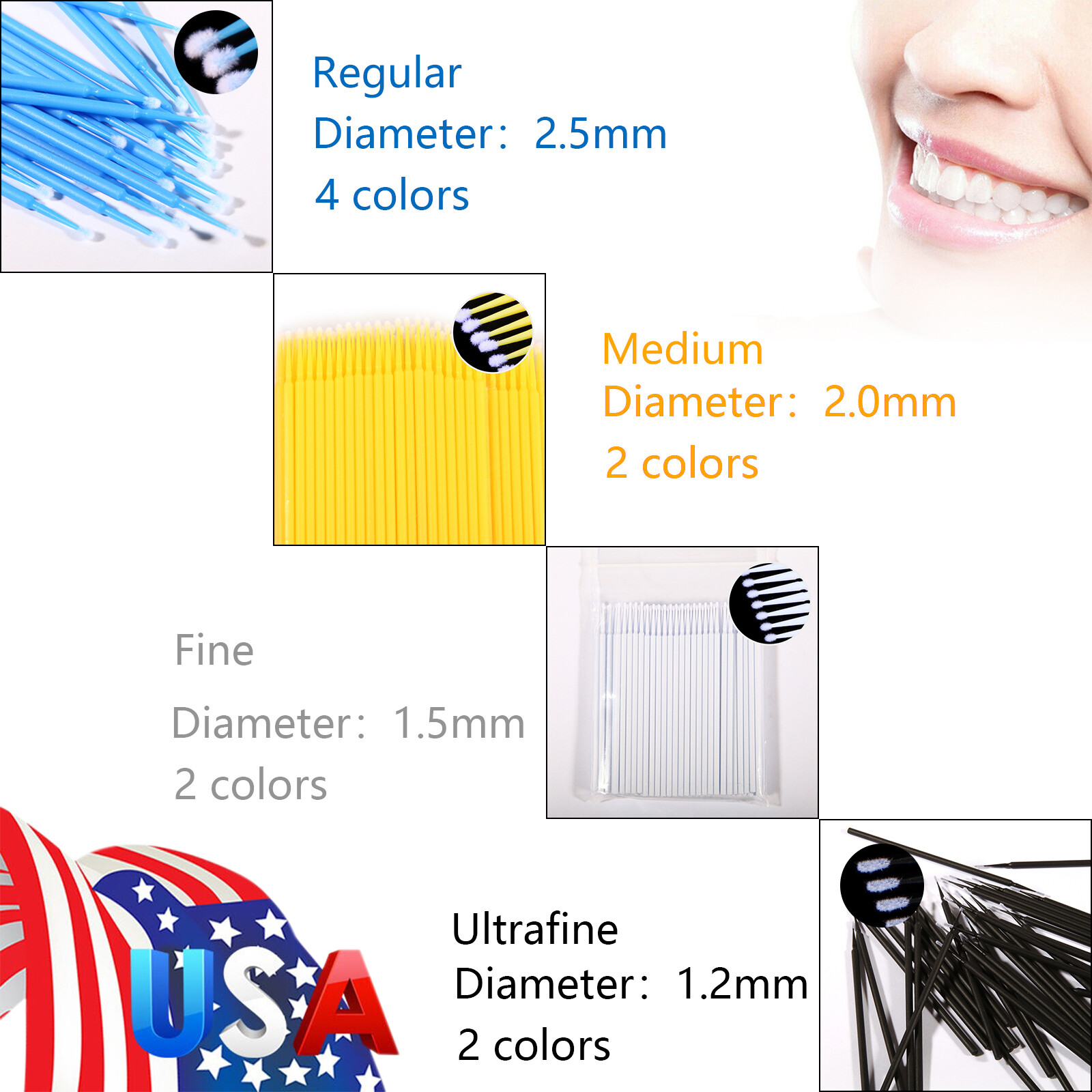 100 pcs/pack micro applicator micro brush Regular fine ultrafine dental beauty