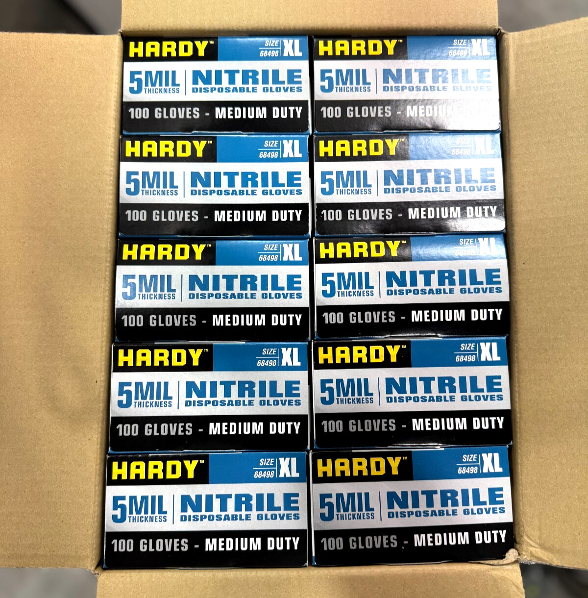 Hardy 68498 Nitrile Gloves (5MIL) MEDIUM DUTY CASE/10 BOXES (XL)