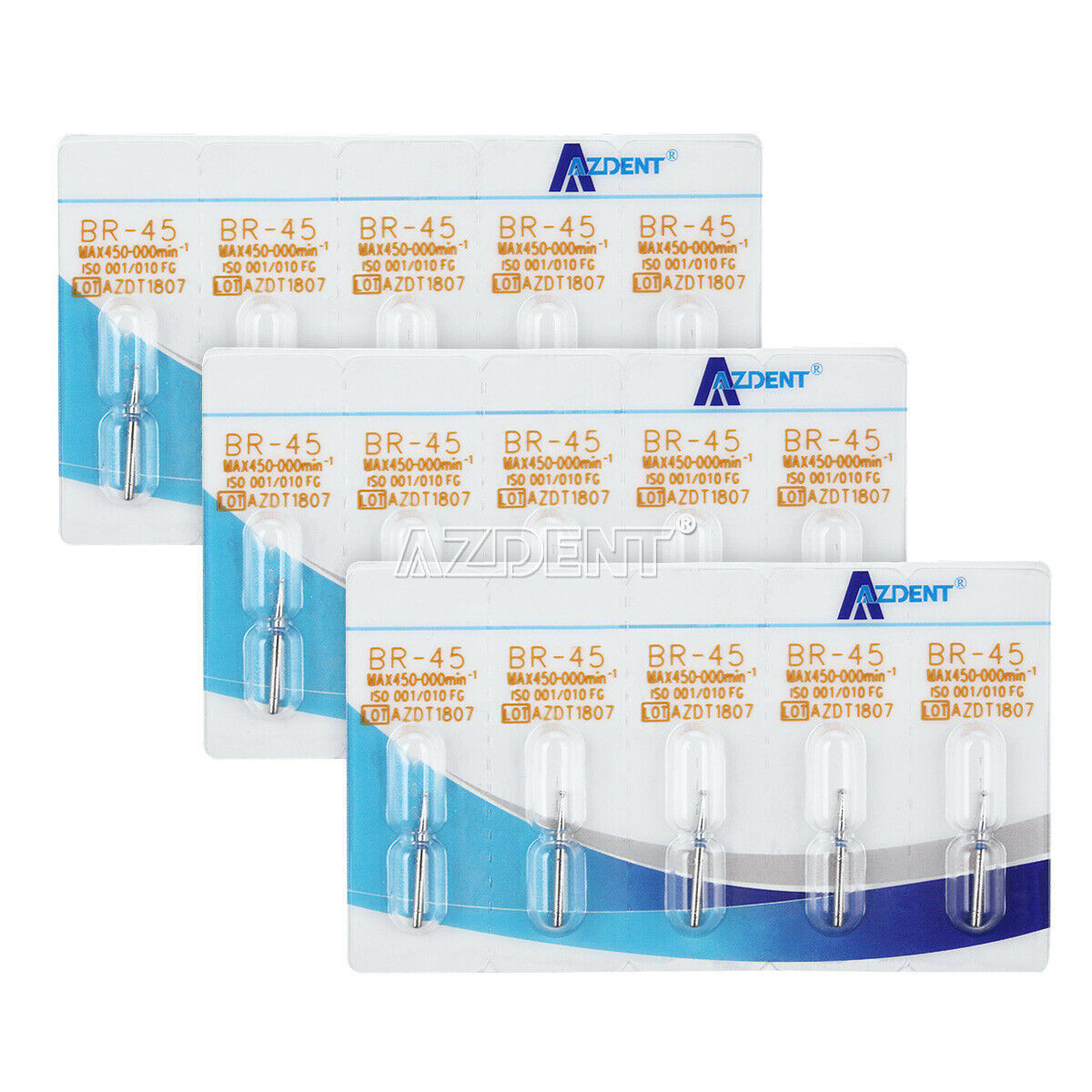 50PCS AZDENT Dental Diamond Burs Drill FG For High Speed Handpiece 5pcs/box