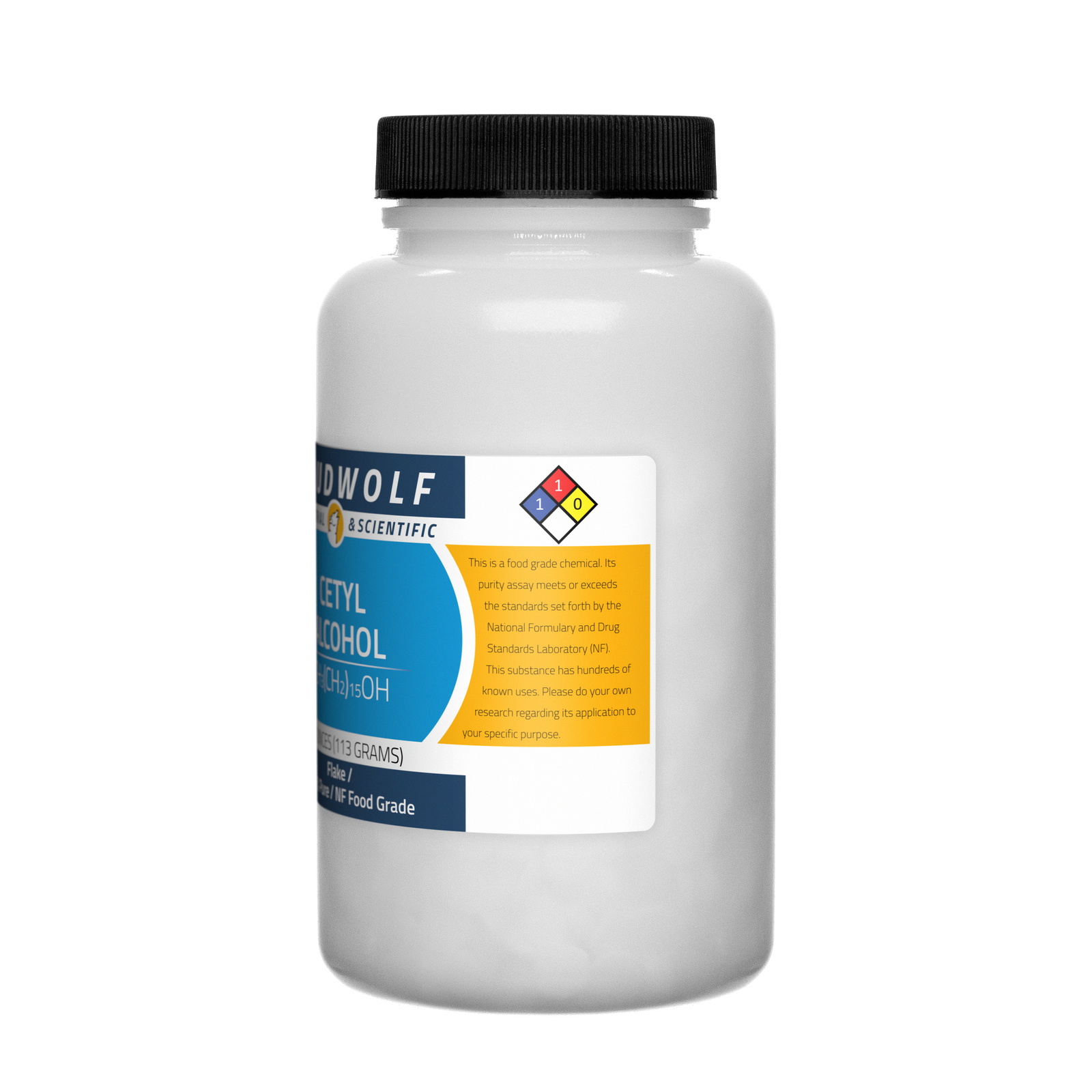 Cetyl Alcohol, 4oz, NF Food Grade, Sturdy Bottle, SHIPS SAME DAY