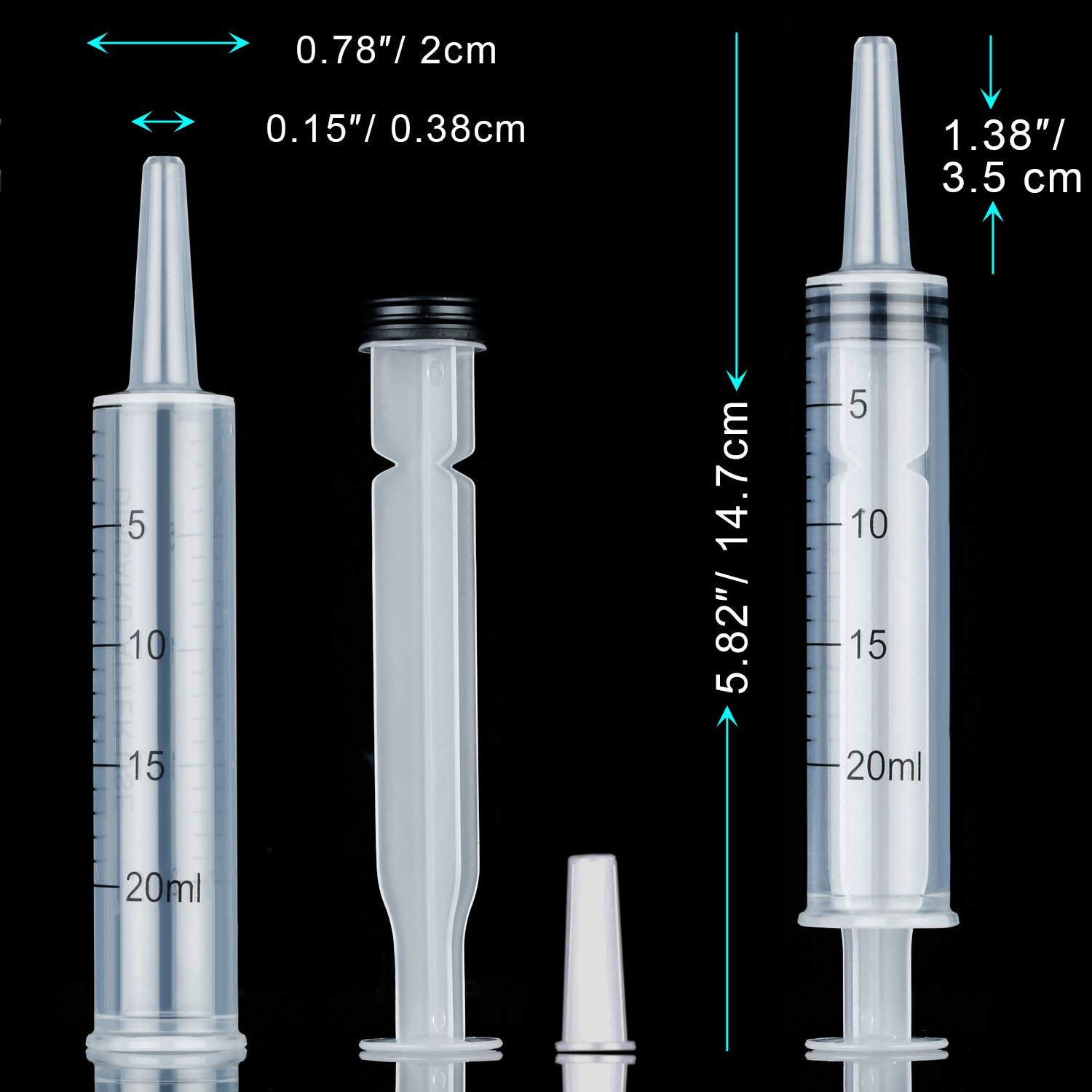 4 Pack Large Syringes for Liquid, 20Ml & 60Ml Plastic Syringe for Measuring, Lip