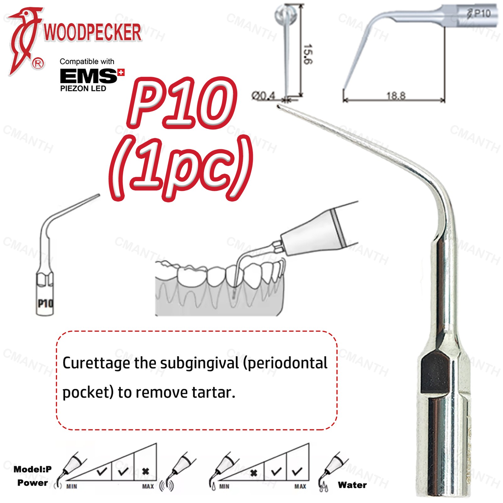 Woodpecker Dental Ultrasonic Scaler Tips Periodontics Tip Fit EMS USD Handpiece