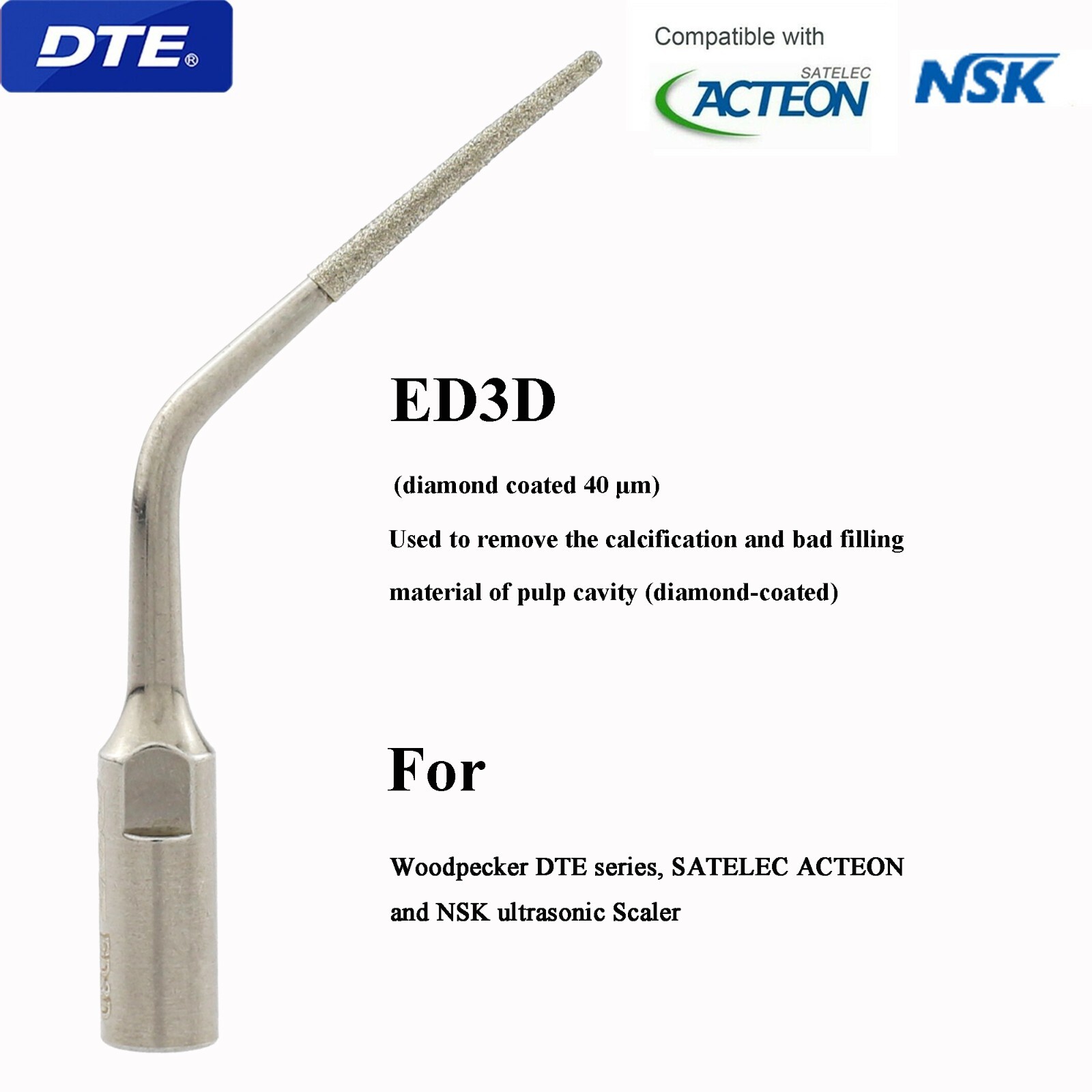 Woodpecker DTE Dental Root Canal Cleaning Satelec Scaler Endo Tip ED1 ED3 PD4D