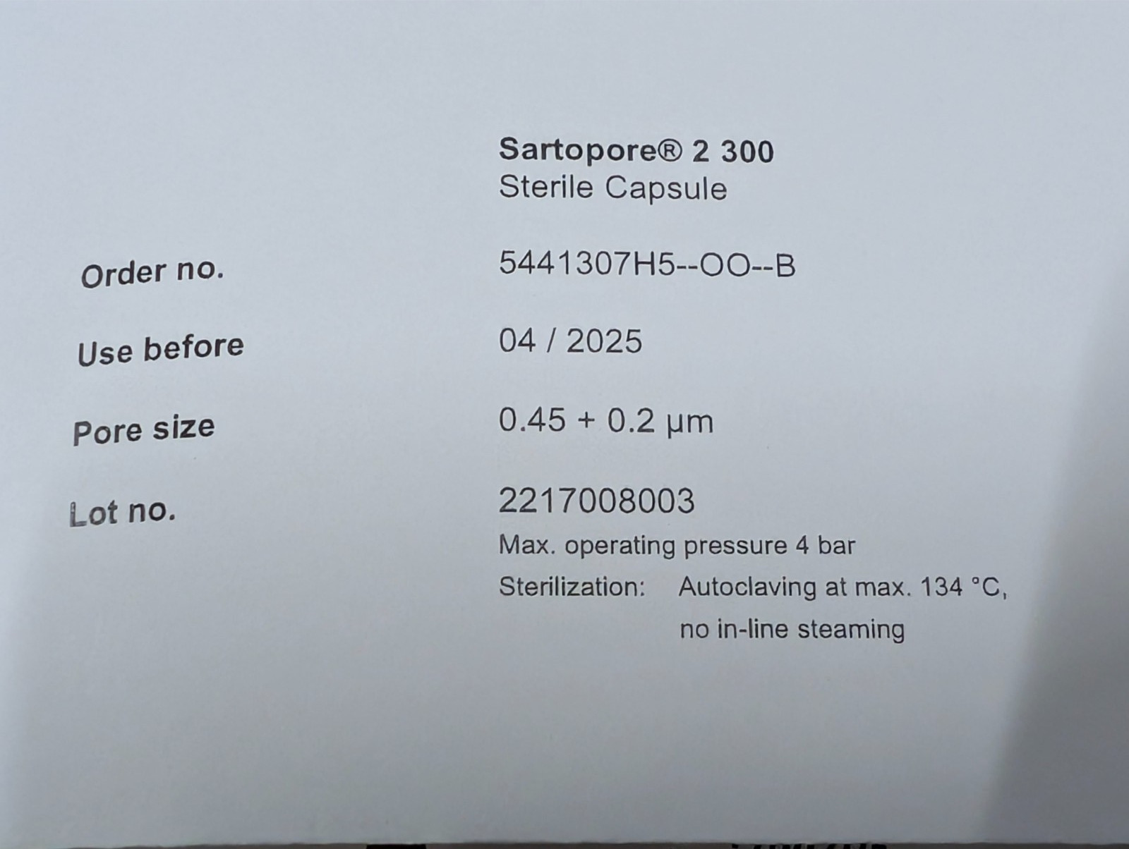 Sartorius Sartopore 2 300 Sterile Capsule Filter 0.45+0.2um | BOX OF 5 PES