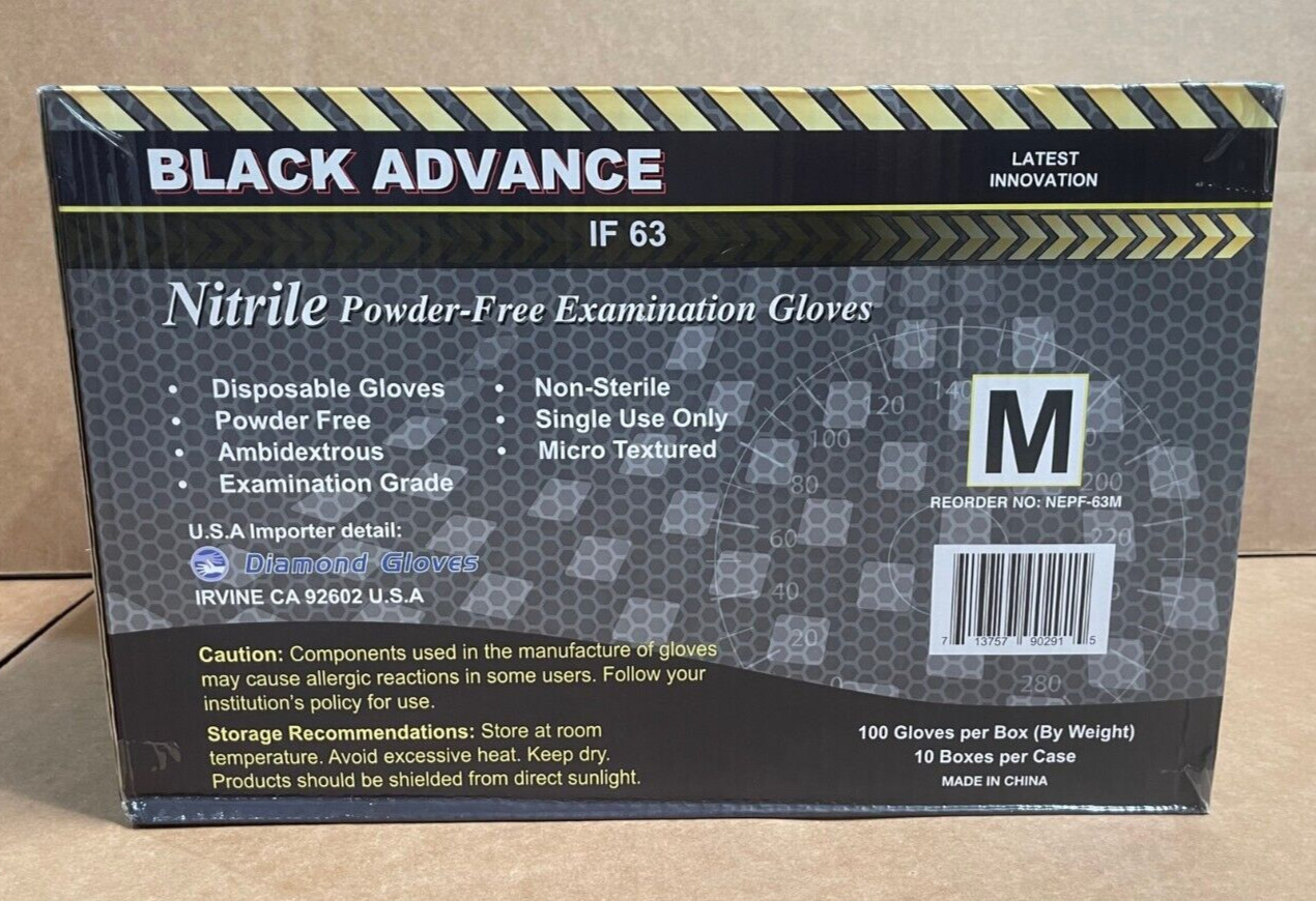 6 Mil Black Nitrile Disposable Gloves Powder Free Case 1000 PC S M L XL XXL