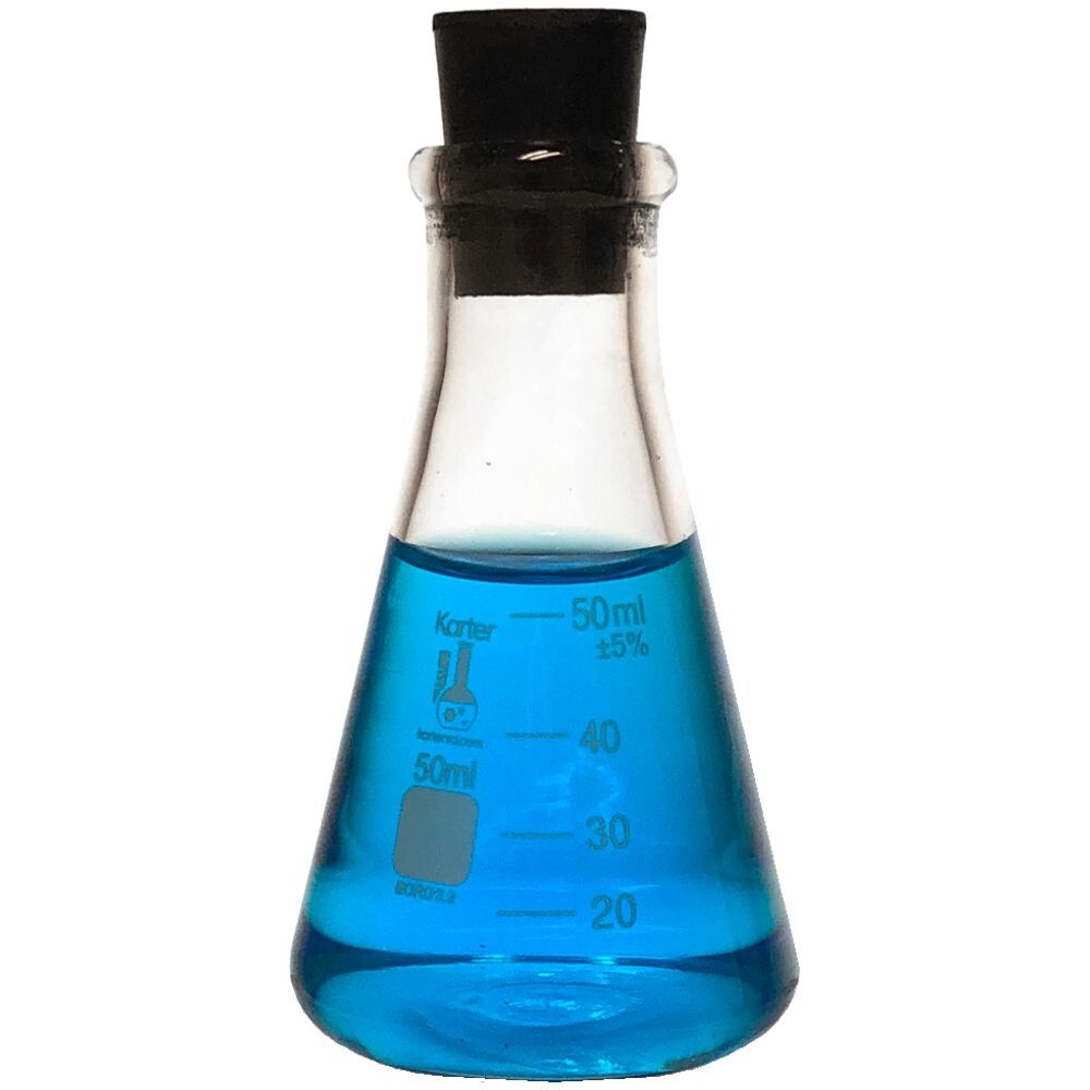 50ml Narrow Mouth Erlenmeyer Flask with Rubber Stopper (Single)