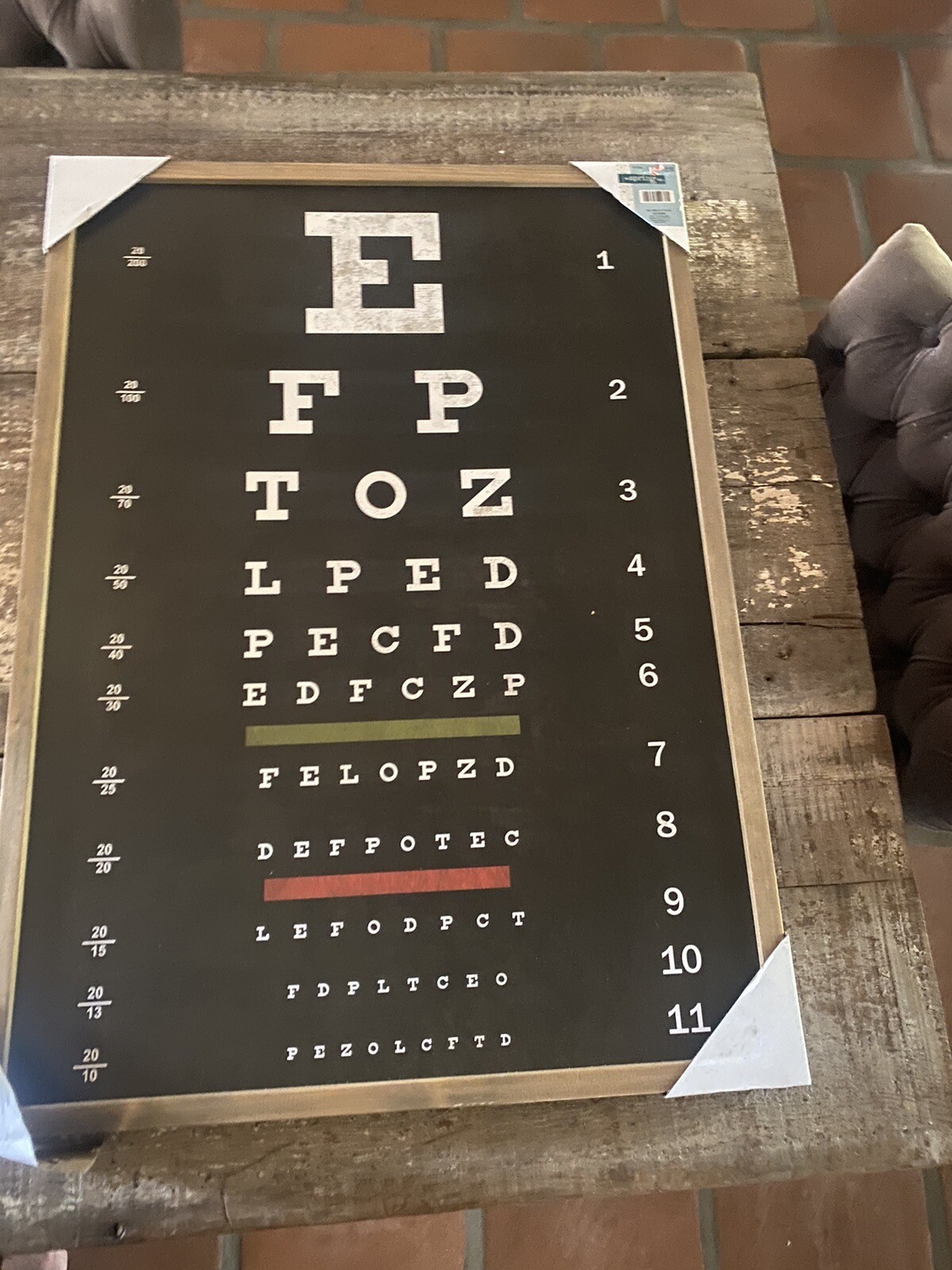 Large New Framed Eye chart Wall Decor Office Nurses MD Fun Unique Art Test Cool