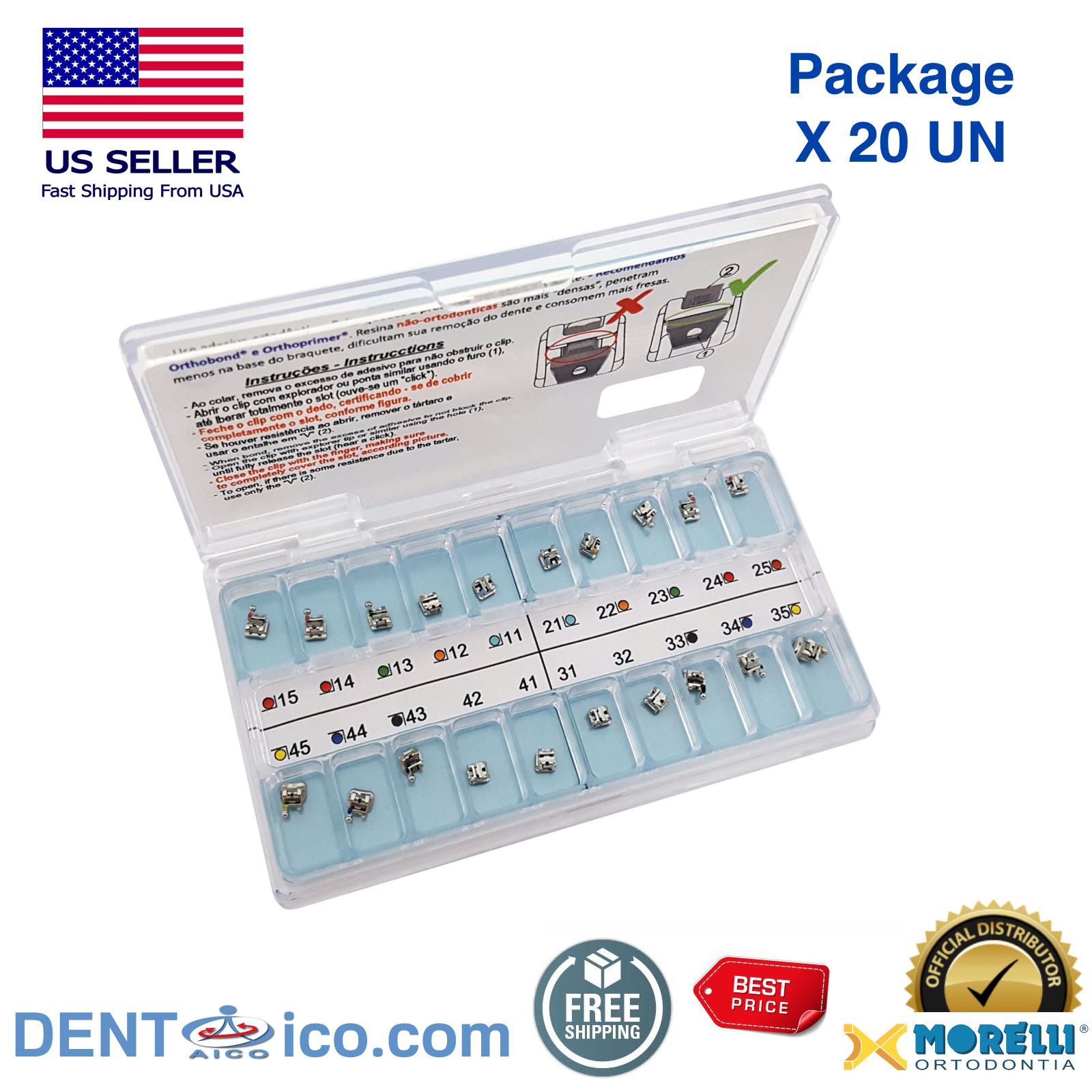 MORELLI BRACKET CASE SELF LIGATING PASSIVE ROTH 0.22 Orthodontic