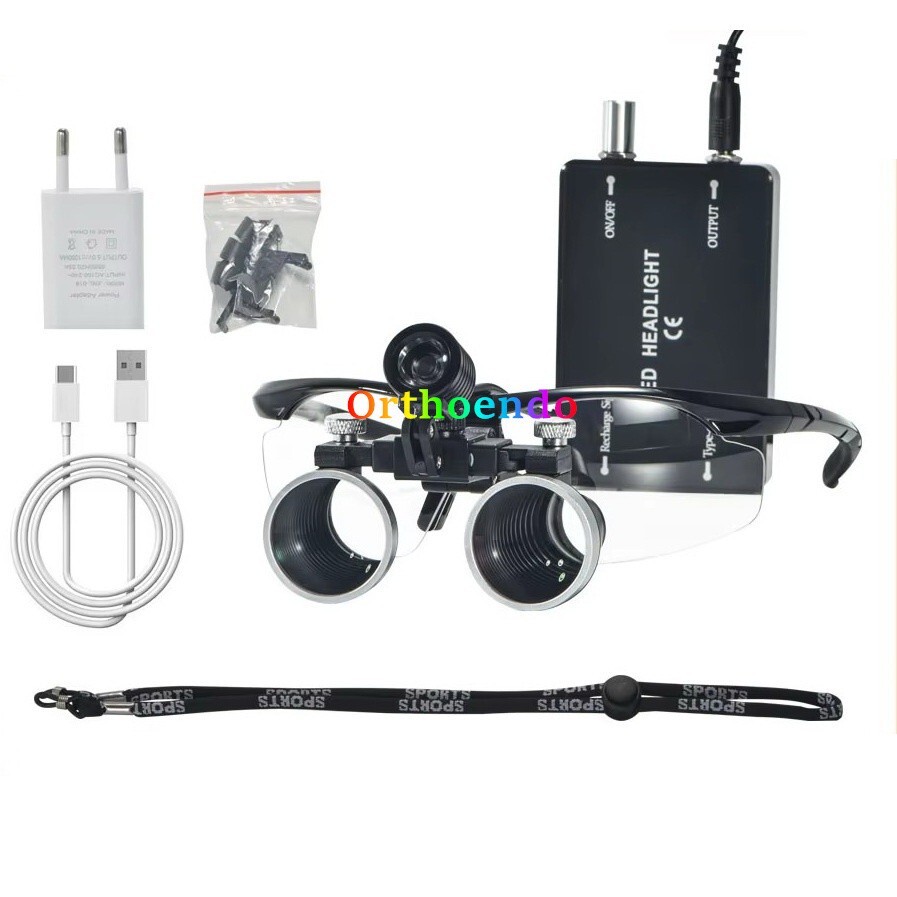 3.5X Dental Surgical LED Loupe Headlight Medical Binoculars Magnifier US/EU Plug