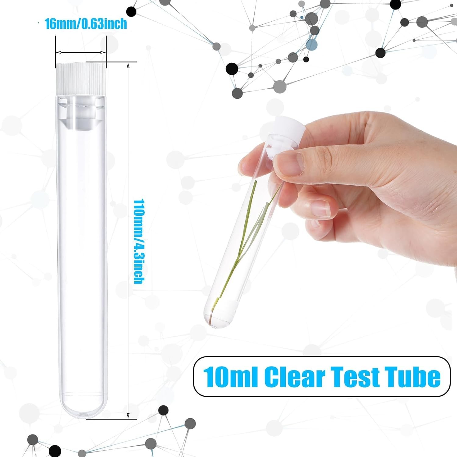 Clear 200 Pcs 10 ml Tubes with Caps – Perfect for Halloween & Experiments