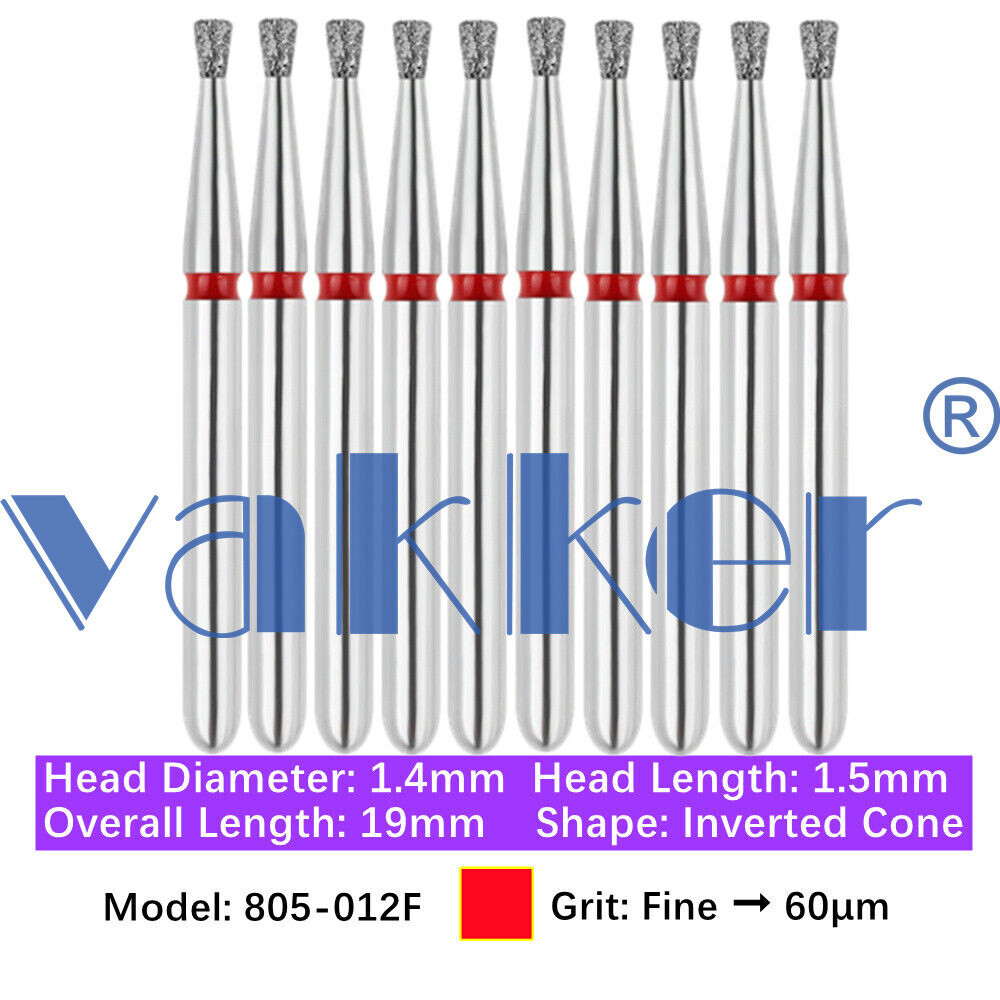 10Burs/pk Dental FG Diamond Burs High Speed Burs Inverted/ Double Inverted Cone