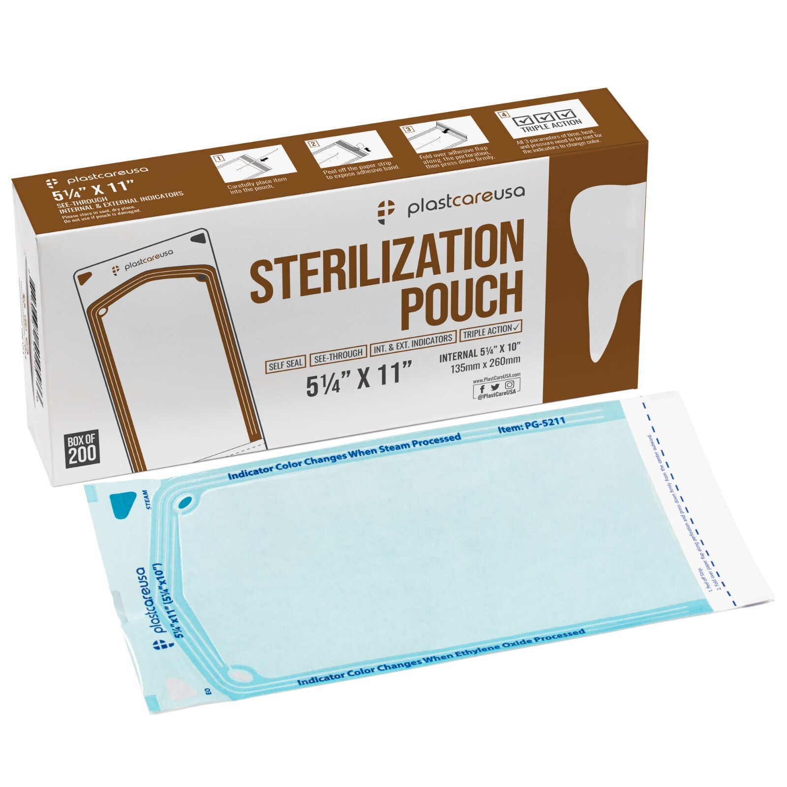 5.25″ x 10″ Self-Sealing Sterilization Pouches for Autoclave (Choose Quantity)