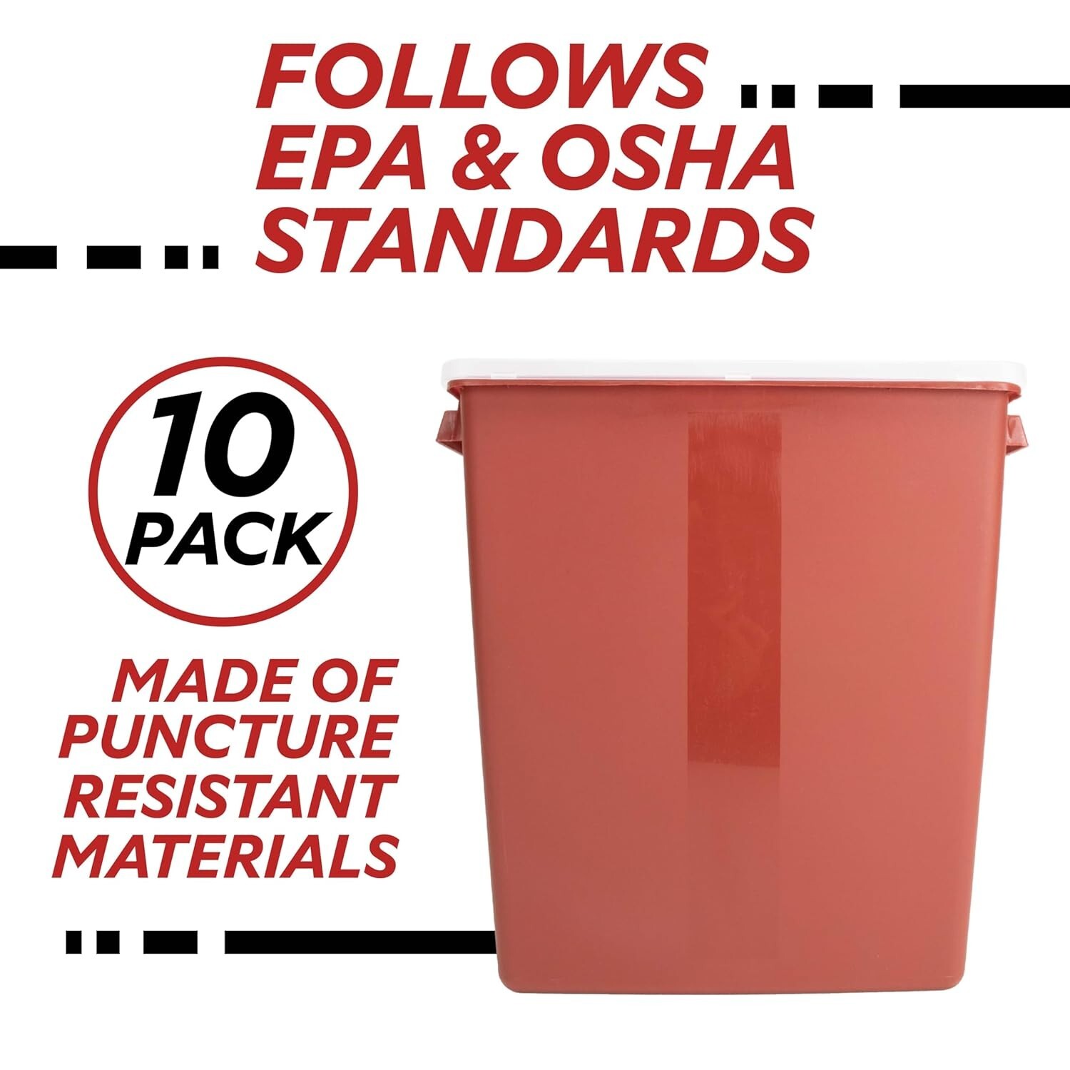 Sharps Container for Home Use & Professional, 3 Gallon (10-Pack)