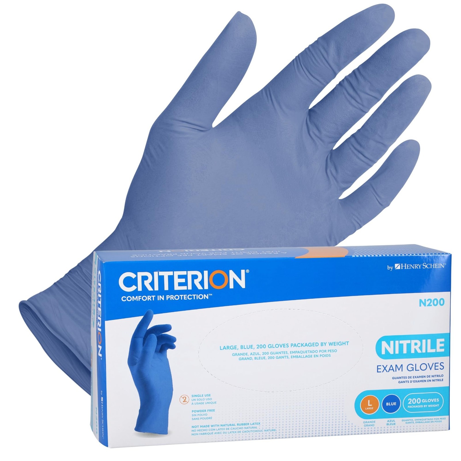 Henry Schein Criterion N200 Nitrile Exam Gloves, Latex-Free, Textured, Blue, …