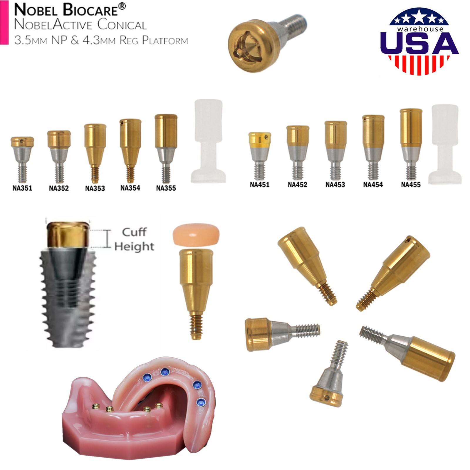 US Dental Locator Overdenture Abutment & Accessories Compatible Multiple Implant