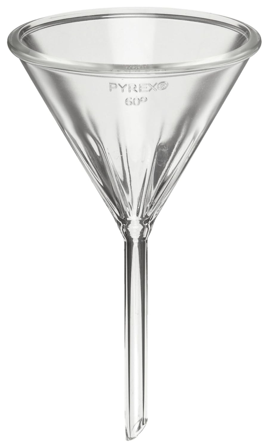 PYREX #6180-50 Borosilicate Glass Fluted Funnel, w Short Stem, 50mm Diameter