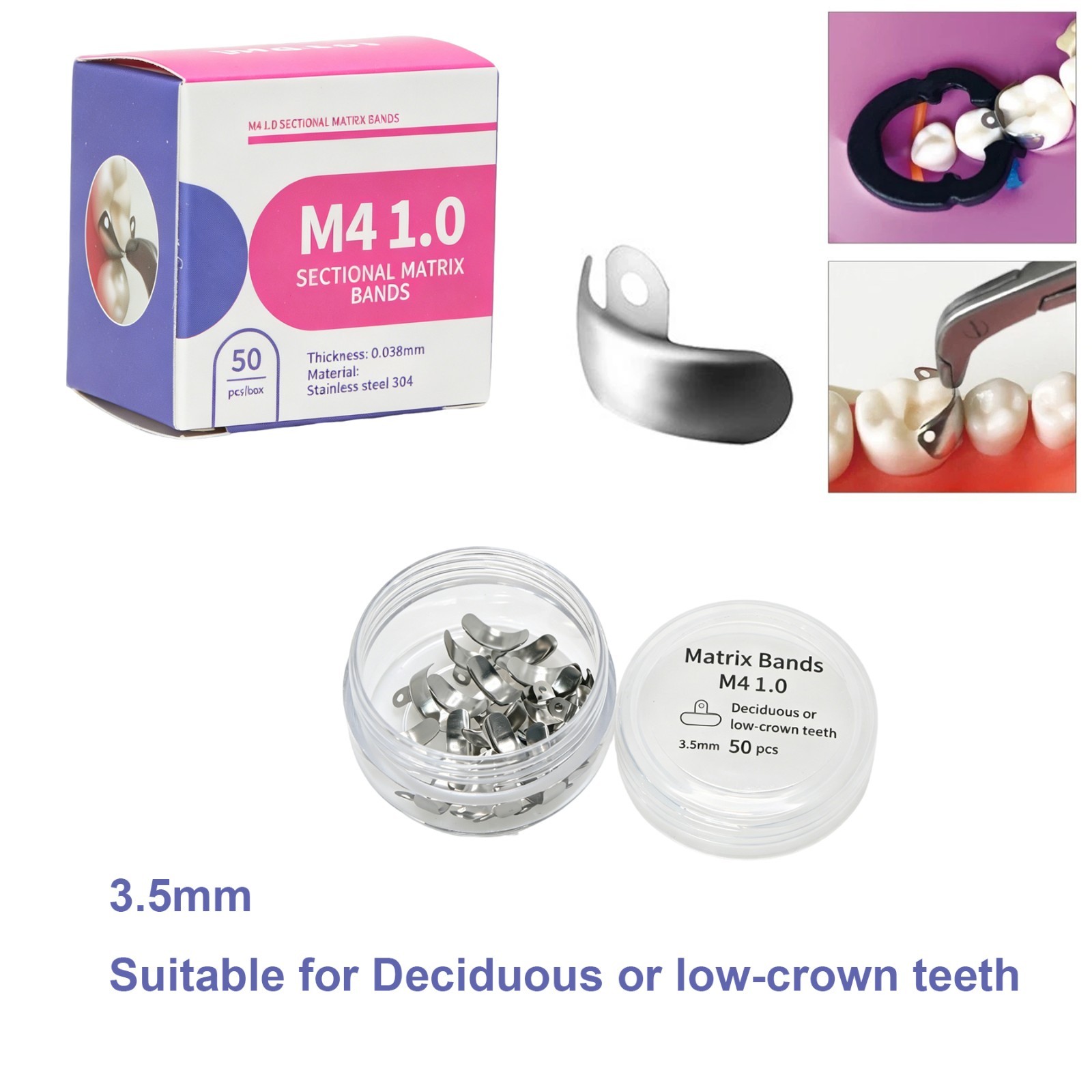 Dental Matrix Bands M4 Sectional Contoured Metal Matrices Dentistry Palodent V3