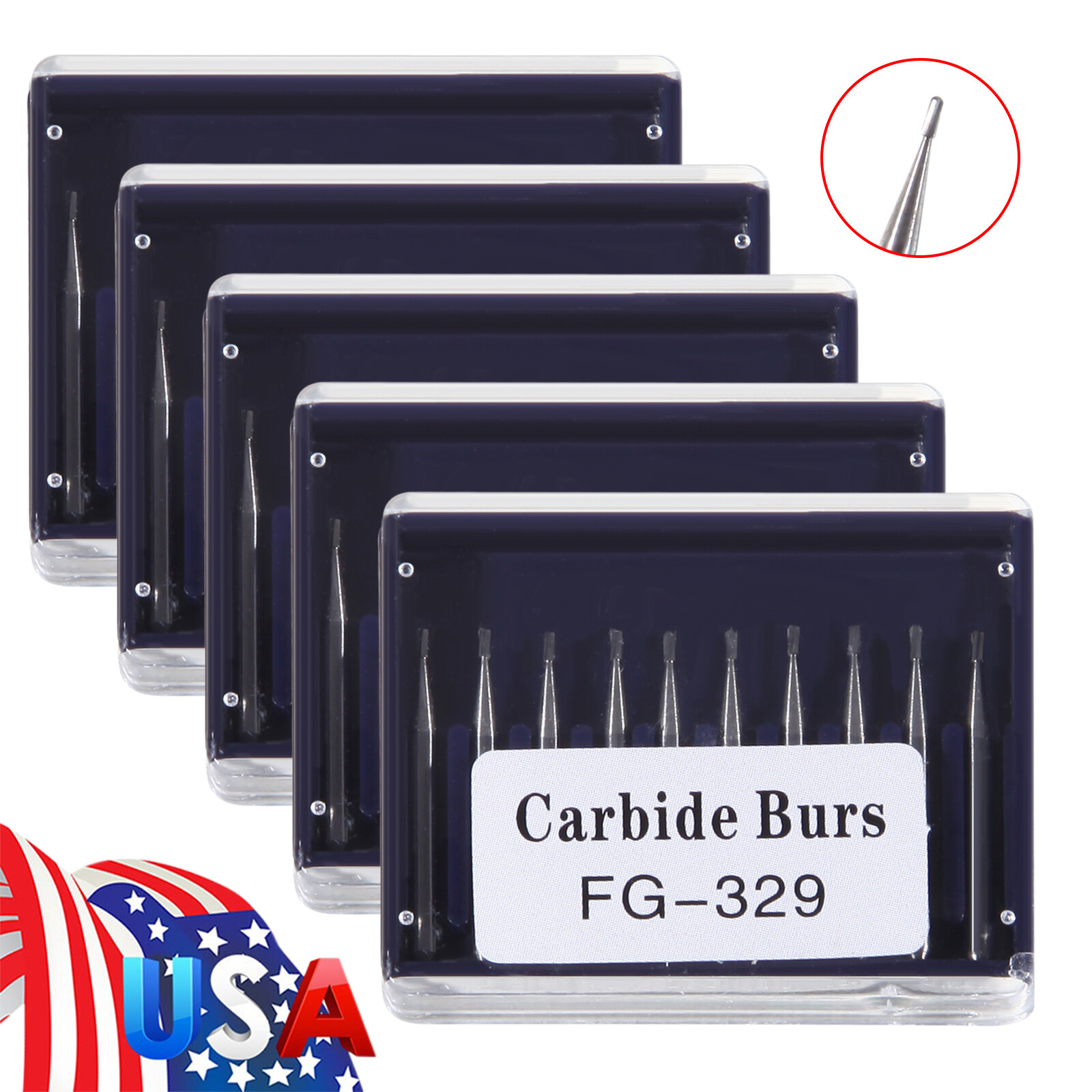 1-10*Dental Carbide Burs Pear-Shaped Type for High Speed Tungsten Steel FG#329