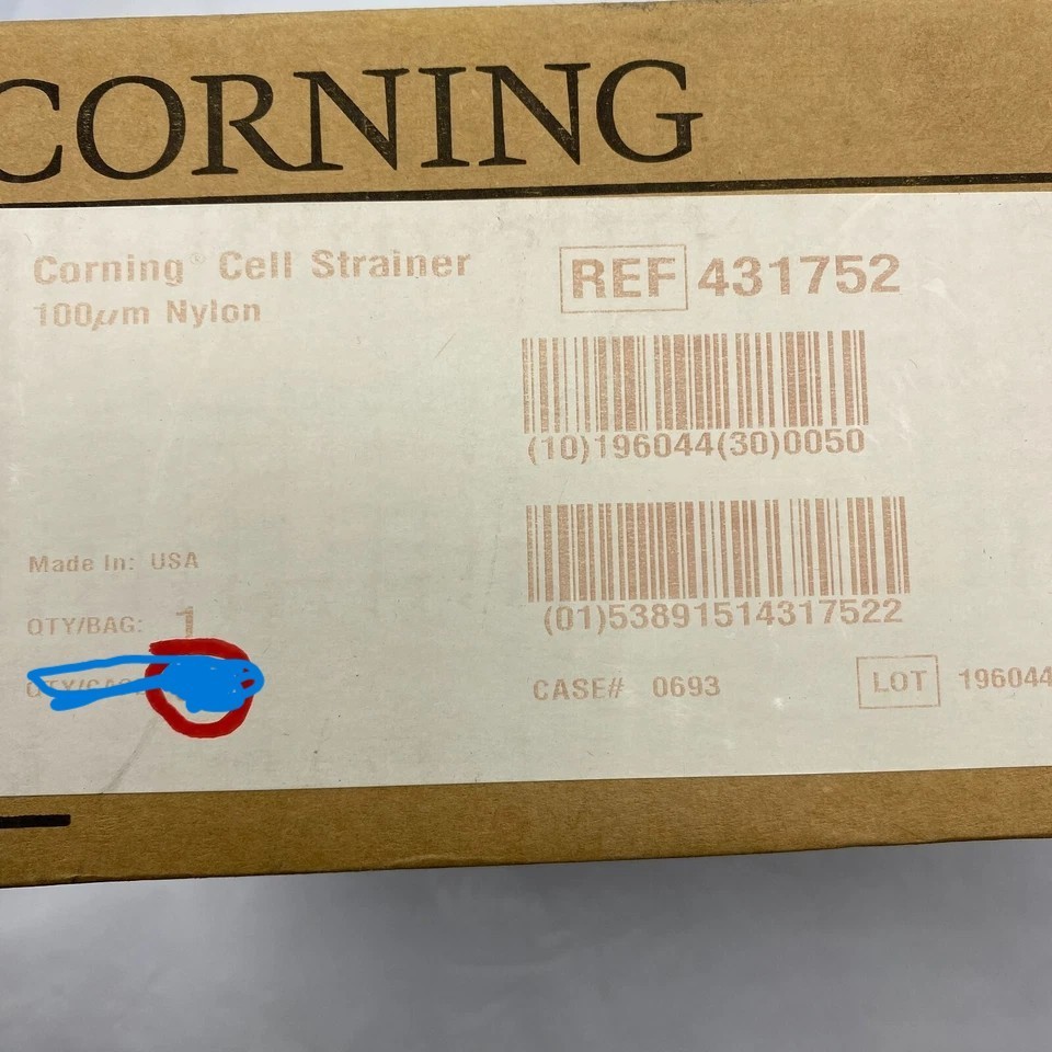 LOT OF 25 CORNING 431752 100µm Cell Strainer, Yellow, Sterile, Nylon 1/Bag New🎯