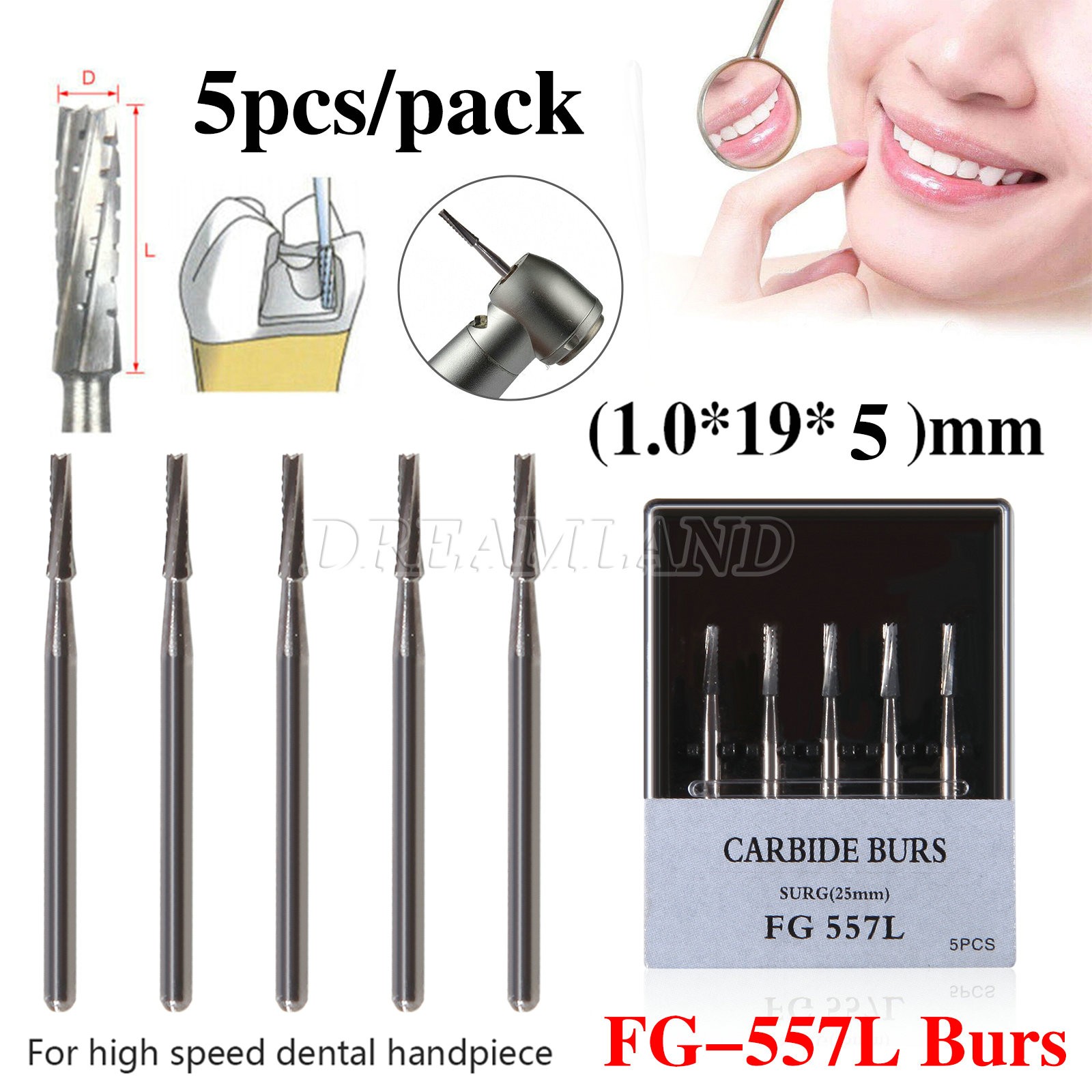 Burr Dental Surgical Burs 557L Long 25mm Carbide Bur High Speed FG SURG FGOS SL