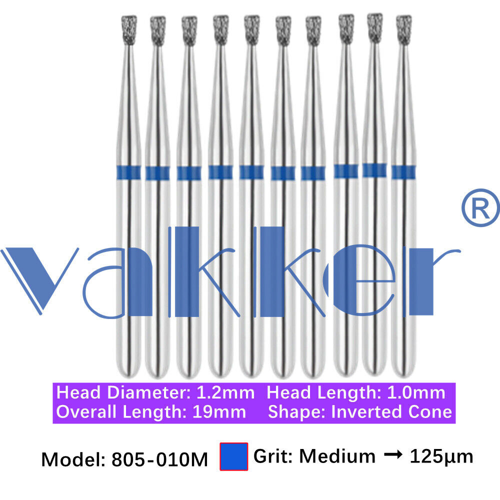 10Burs/pk Dental FG Diamond Burs High Speed Burs Inverted/ Double Inverted Cone