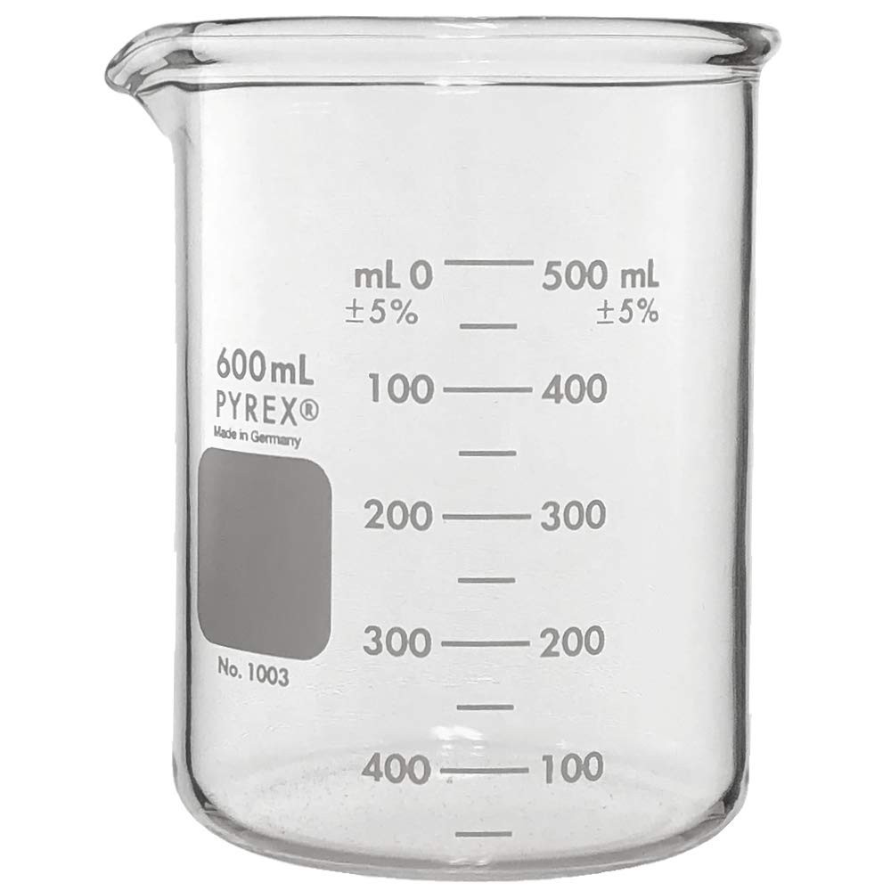 Heavy Duty 600mL Glass Beaker – Double Scale Graduated Lab Equipment, Durable