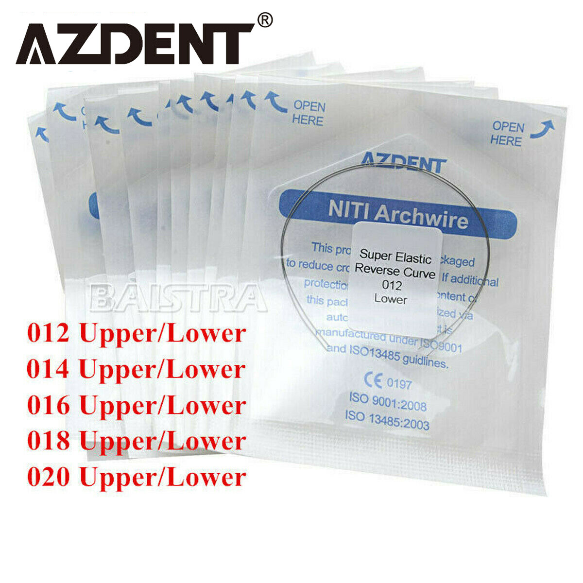 AZDENT Dental Ortho Super Elastic Niti Round Arch Wires Reverse Curve 10 Sizes