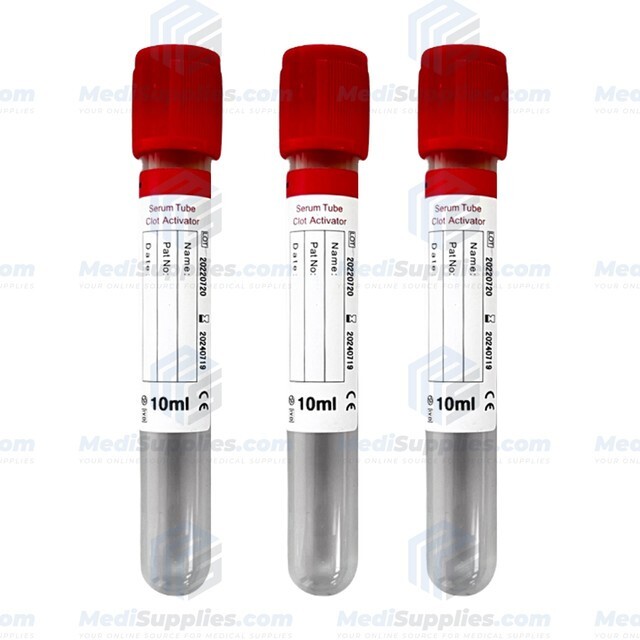 Vacuum Blood Collection Tube (Serum Tube Clot Activator), 10ml, Red, Exp 7/24