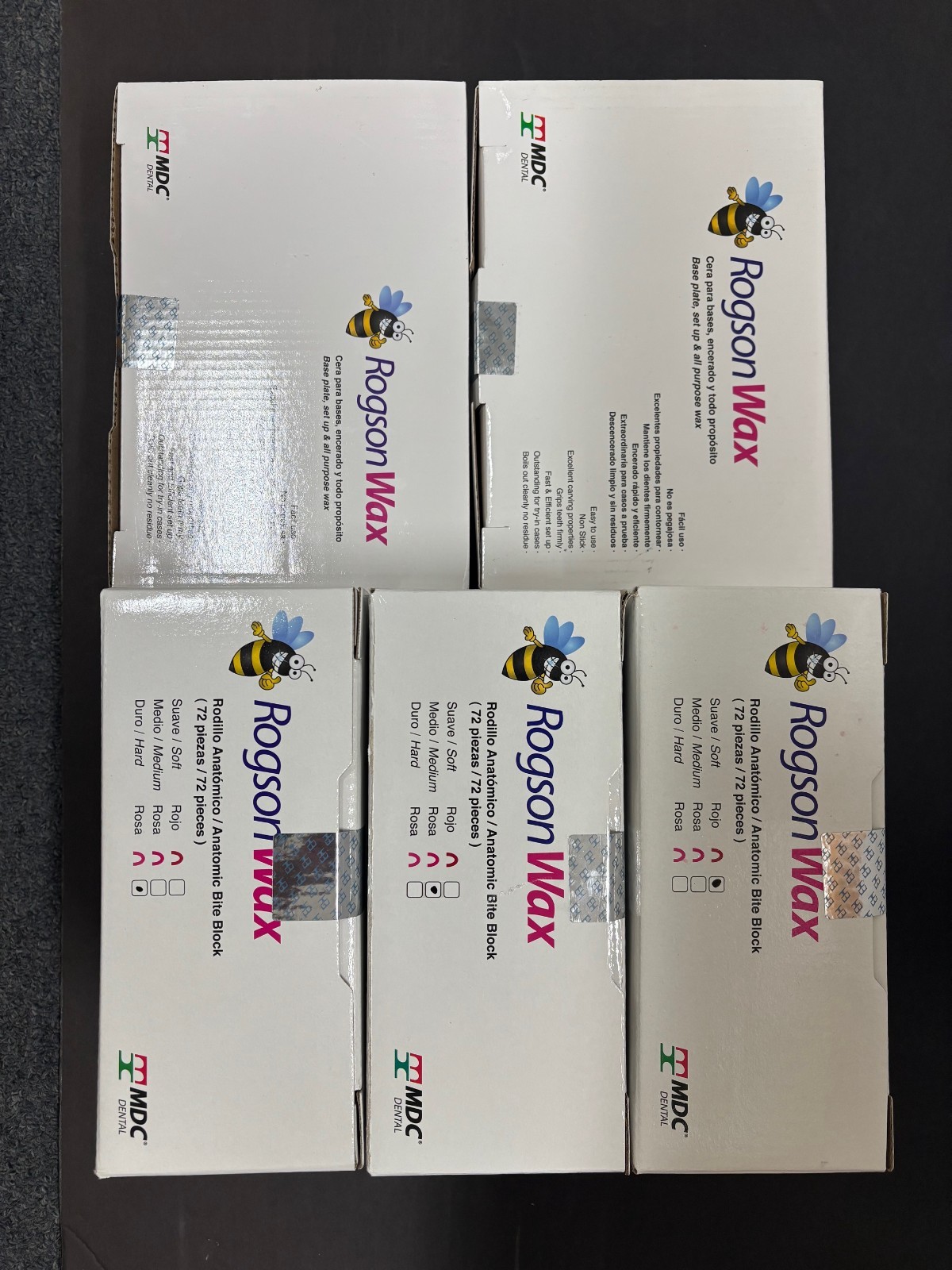 [ MDC ] Rogson Base Plate Pink (Medium/Hard) Wax, ANATOMIC U SHAPED BITE BLOCKS