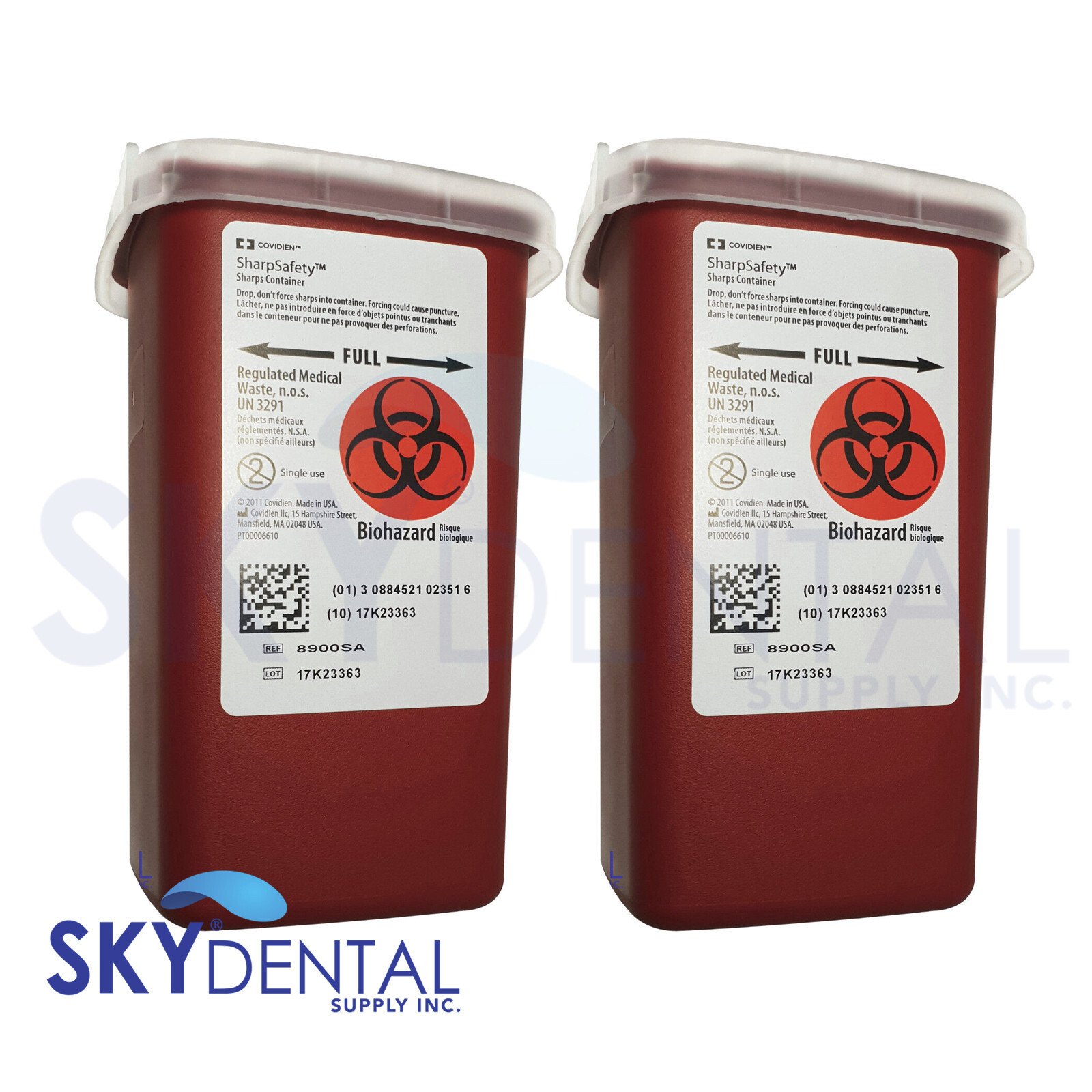 2x Quart Sharps Container Biohazard Needle Disposal Tattoo Dental Medical
