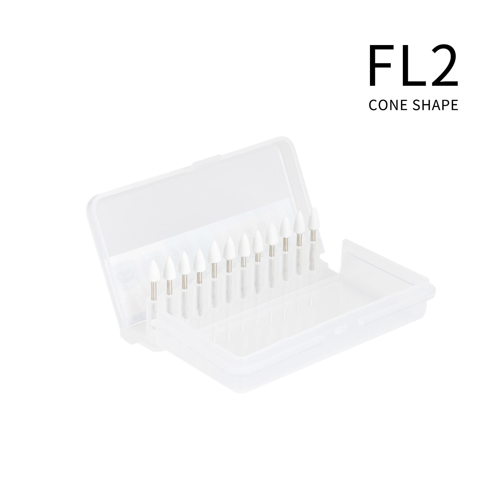 Dental Flame Mounted White Stone Polishing Burs FG Abrasion Point Burs 12pc/Pack