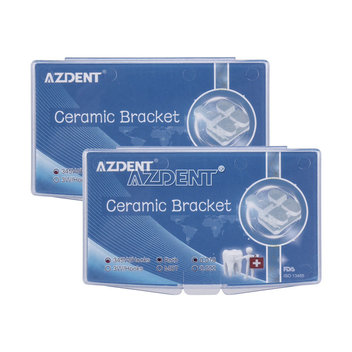 AZDENT Dental Orthodontic Ceramic Bracket Braces Roth MBT .022 Hooks 345
