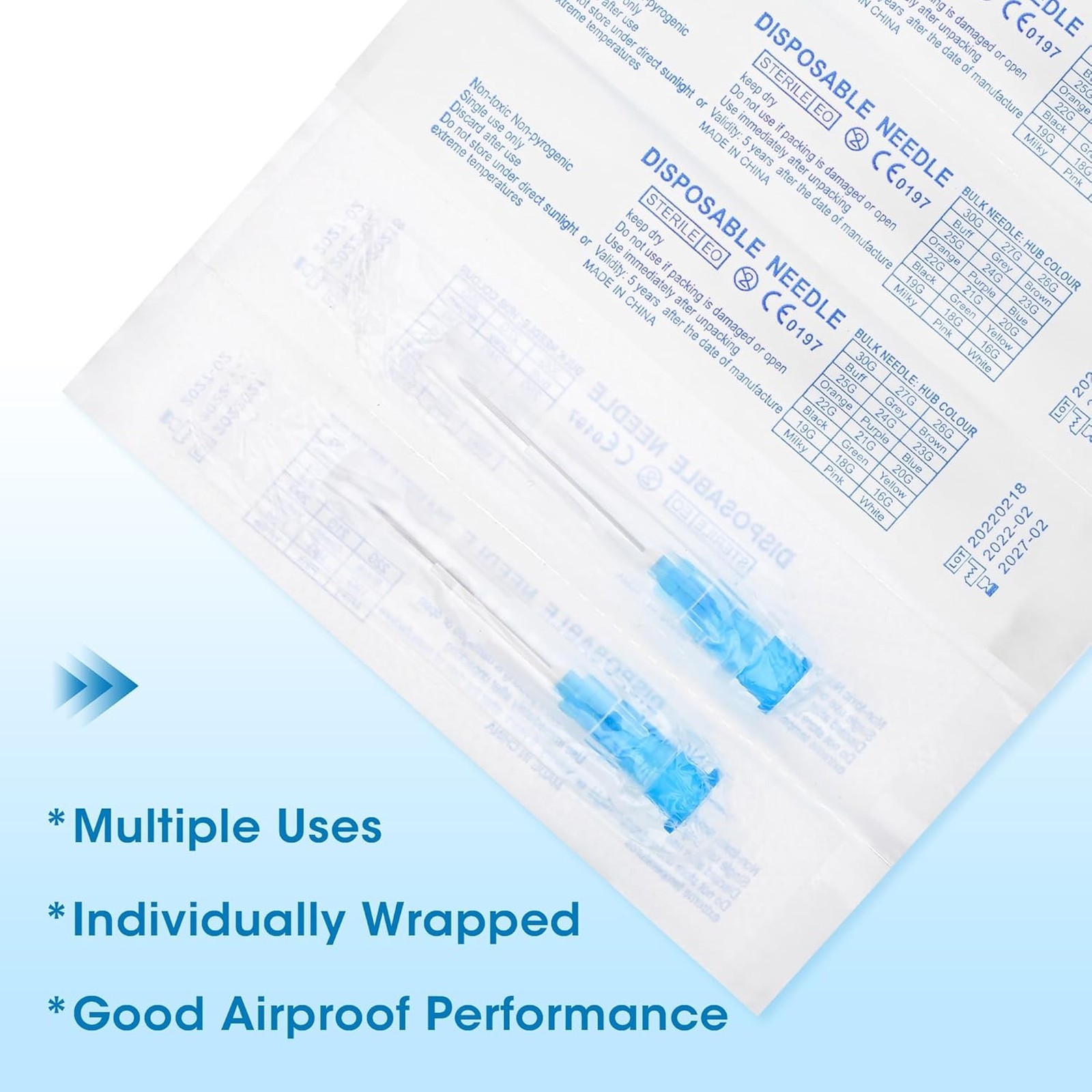 23 Gauge 1 Inch Disposable Needles with Caps Luer Lock Lab Dispensing