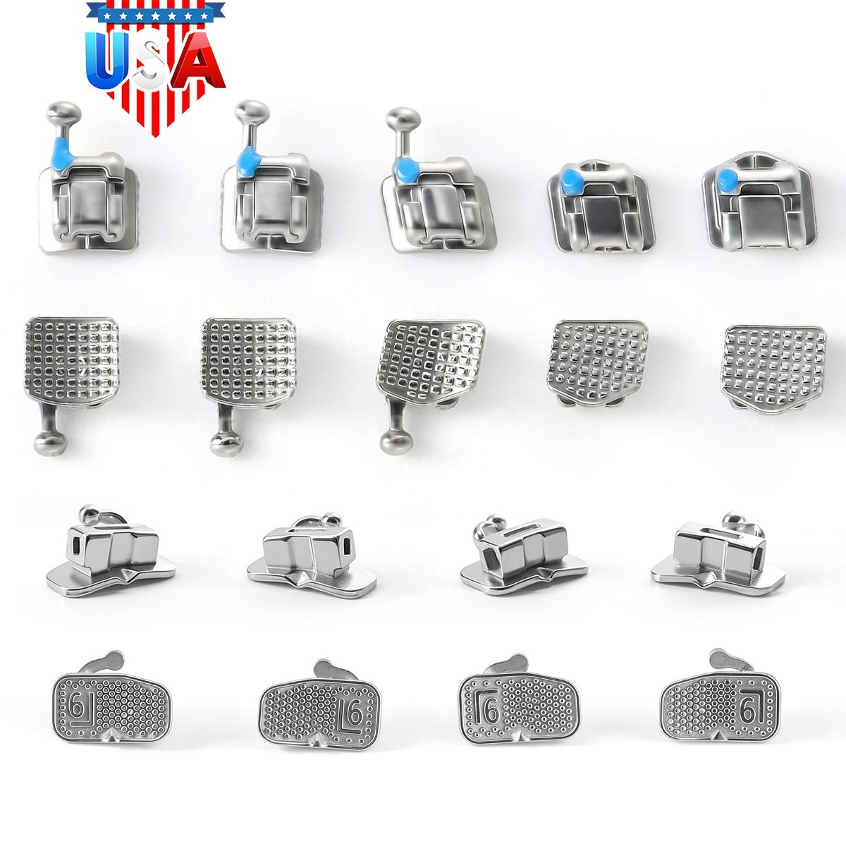 AZDENT Dental Orthodontic Self Ligating Braces Bracket Mini Roth.022 Hooks 345