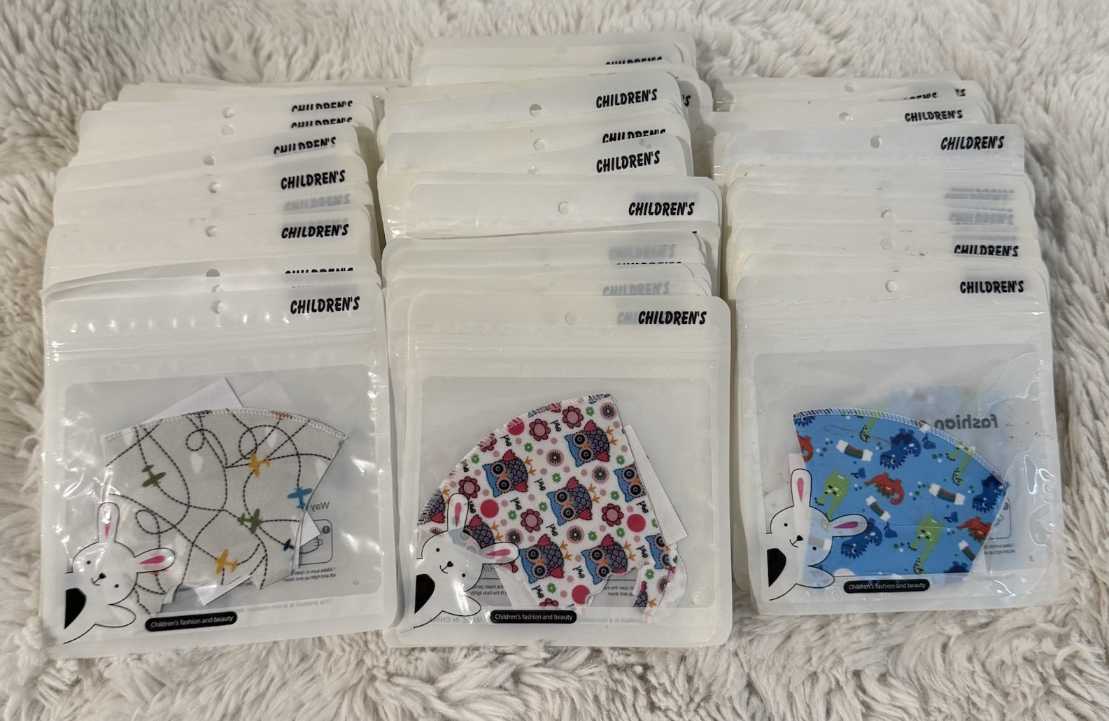 Kids Face Masks Lot, Assorted Printed Patterns & Designs, Multiple Packs