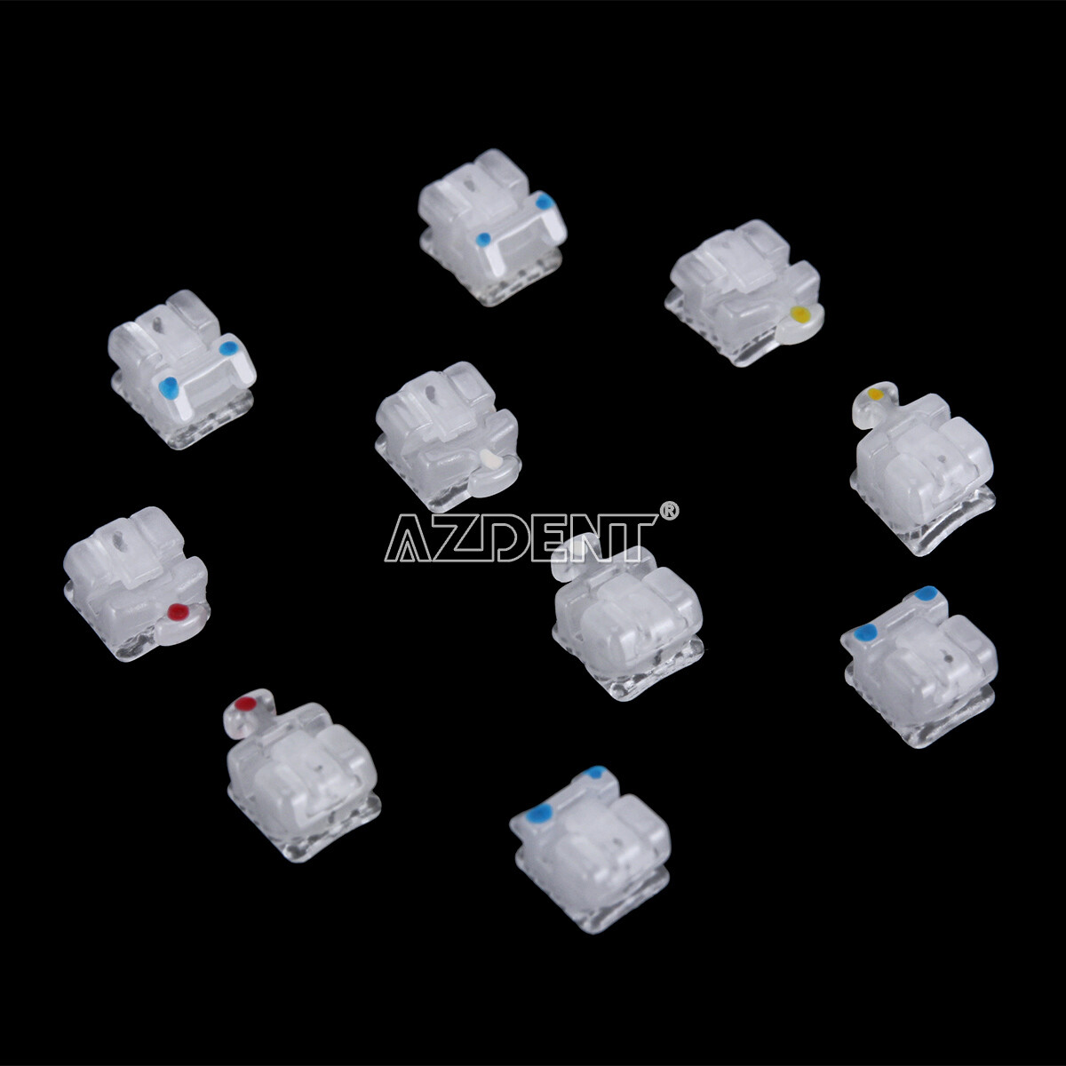 AZDENT Dental Self-Ligating Ceramic Bracket Braces MBT Roth 0.022 Hooks 345