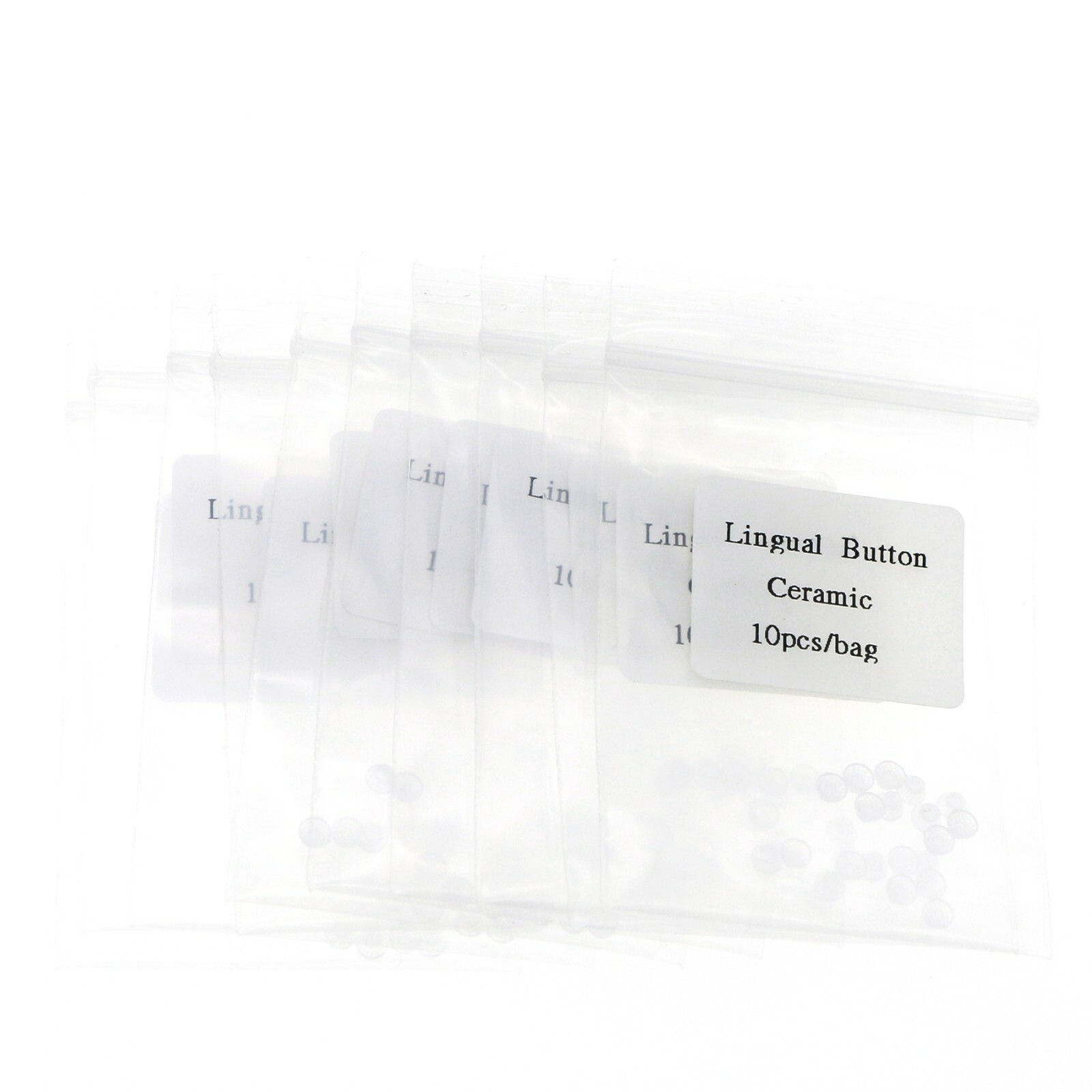 US 100 Pcs Dental Orthodontic Ceramic Lingual Button Bondable Round Base Clear