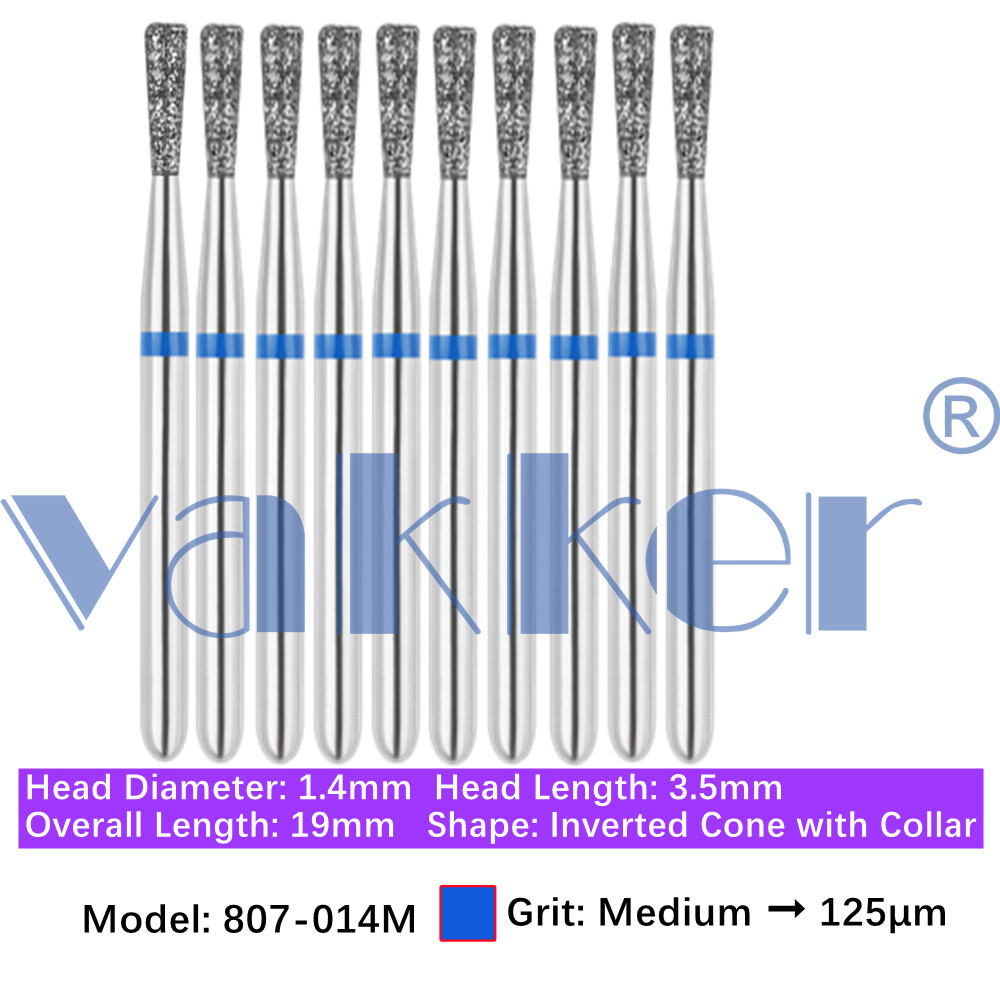 10pc Diamond Burs Shape Inverted Cone & Amalgam Buster Fine Medium Coarse