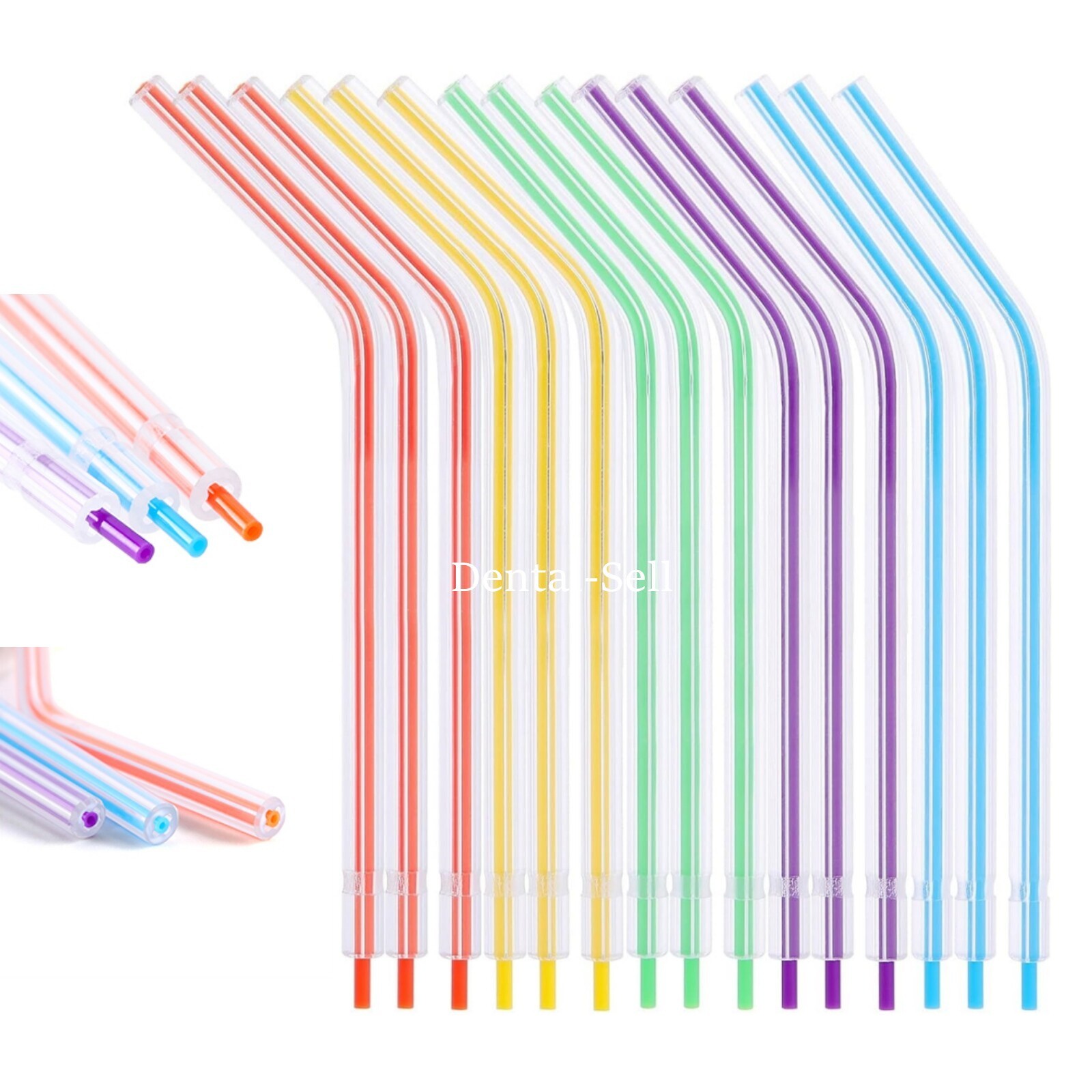 250/PK Dental Disposable 3 Way Air Water Syringe Spray Nozzles Tube Tips Rainbow