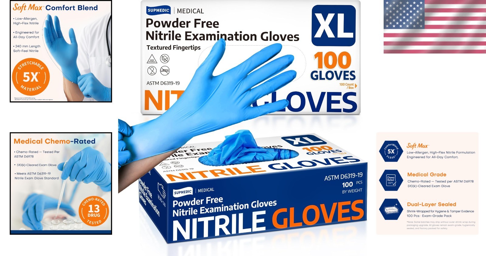 Disposable Nitrile Gloves, Blue – 100 Count Latex-Free for Food Safety & Hygiene