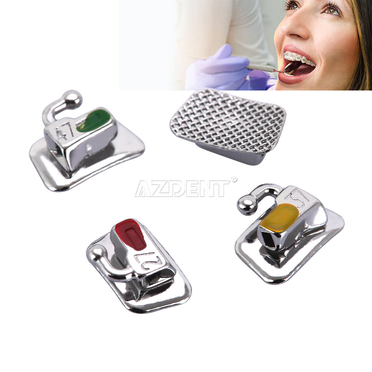 AZDENT Tubos bucales Bondable de ortodoncia dental Roth 0.022 2do molar Single