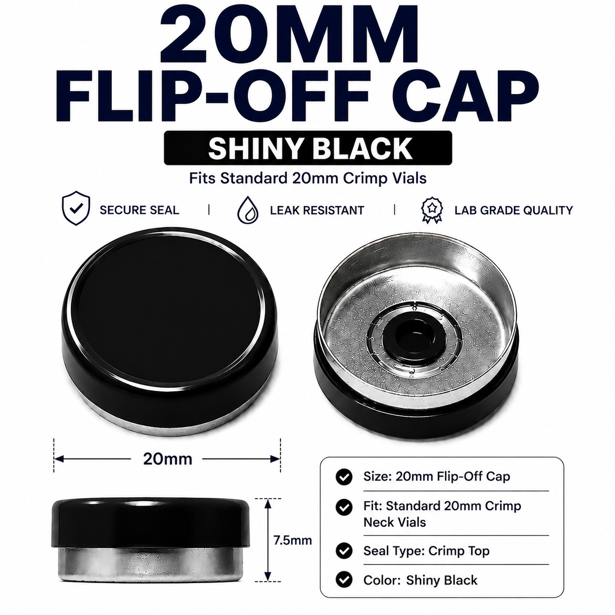 20mm Vial Flip Off Caps Aluminum Seals Assorted Colors 1000 Pack USA Seller